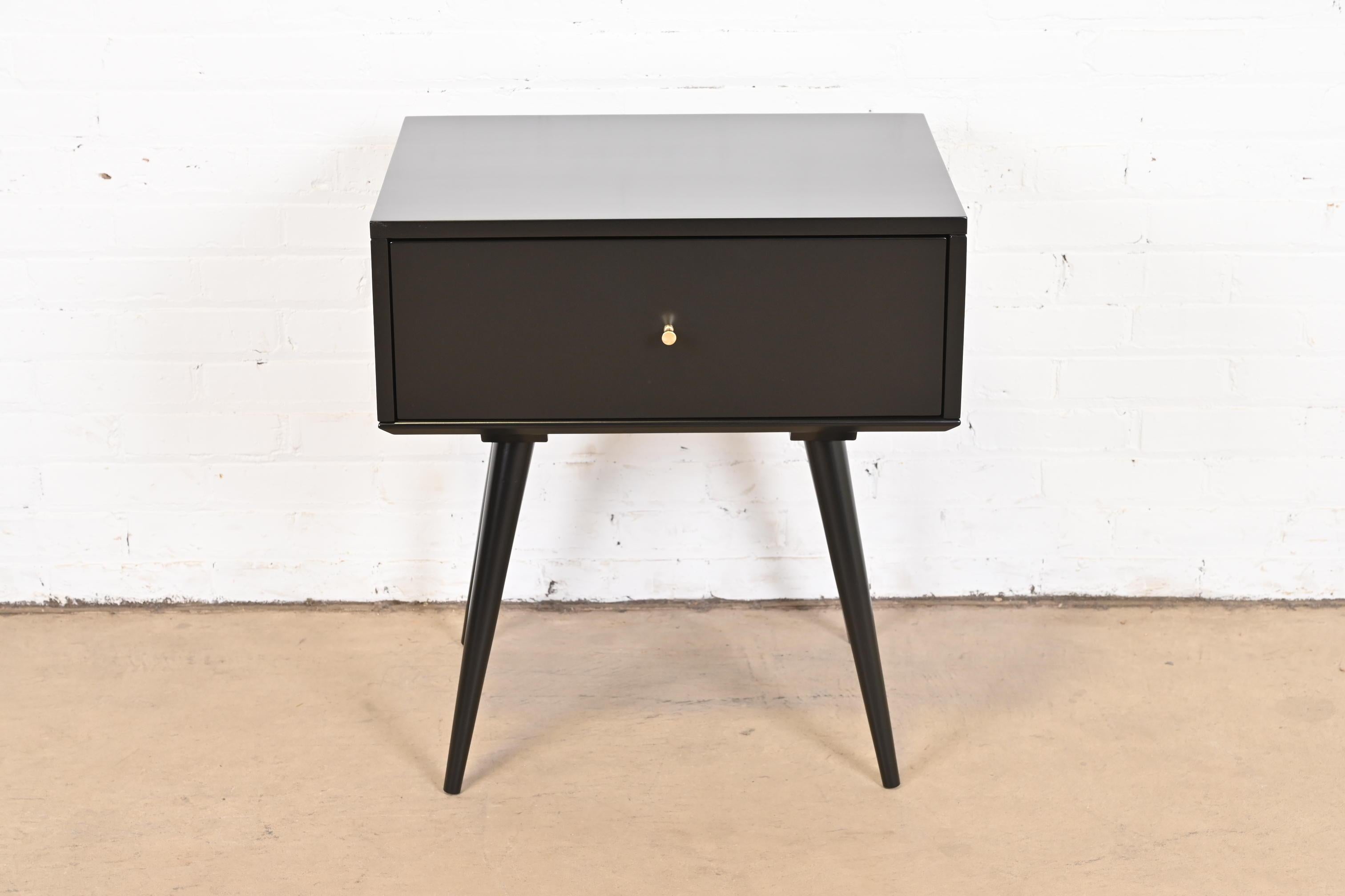 Mid-Century Modern Paul McCobb Planner Group Black Lacquered Nightstand, Newly Refinished