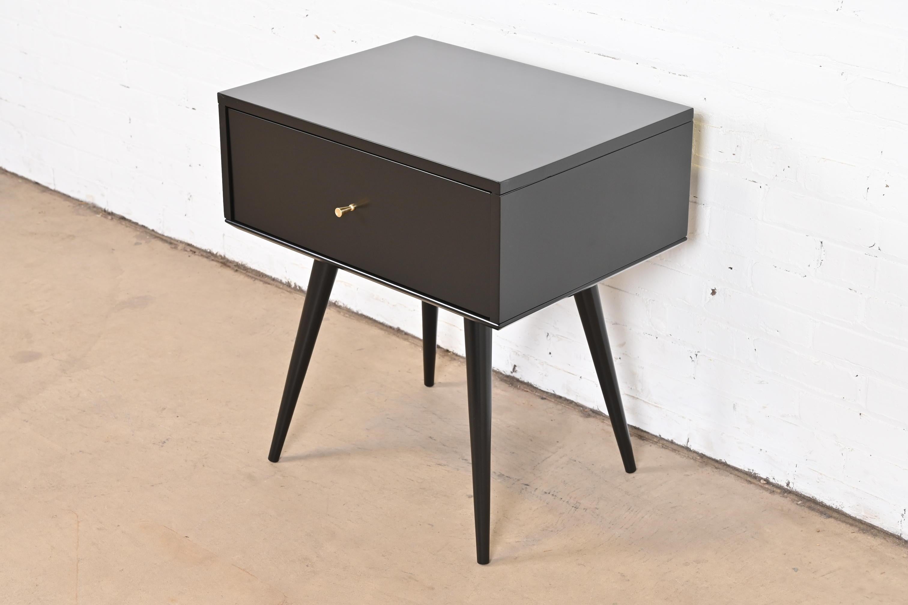 Paul McCobb Planner Group Black Lacquered Nightstand, Newly Refinished In Good Condition In South Bend, IN