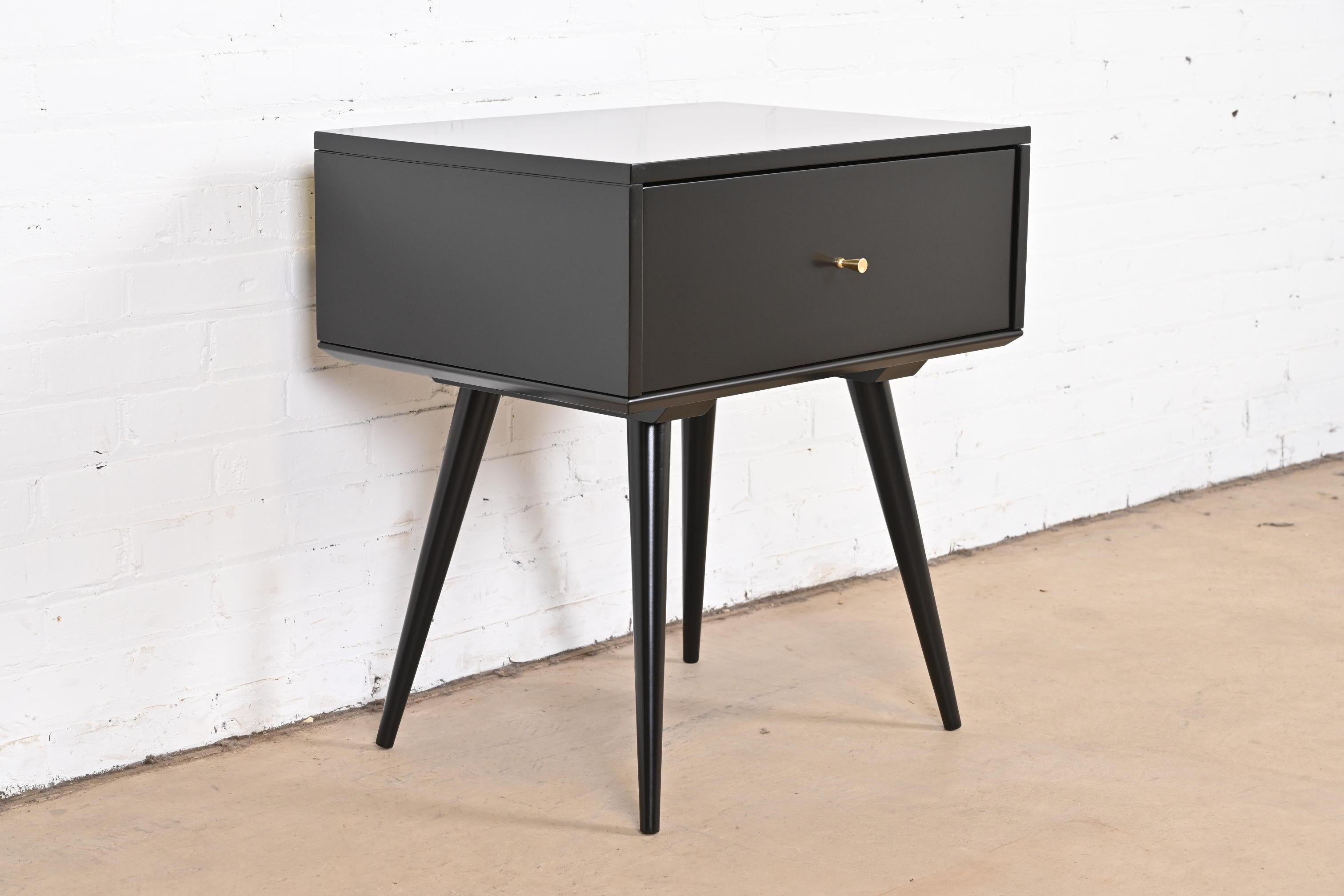 Mid-20th Century Paul McCobb Planner Group Black Lacquered Nightstand, Newly Refinished