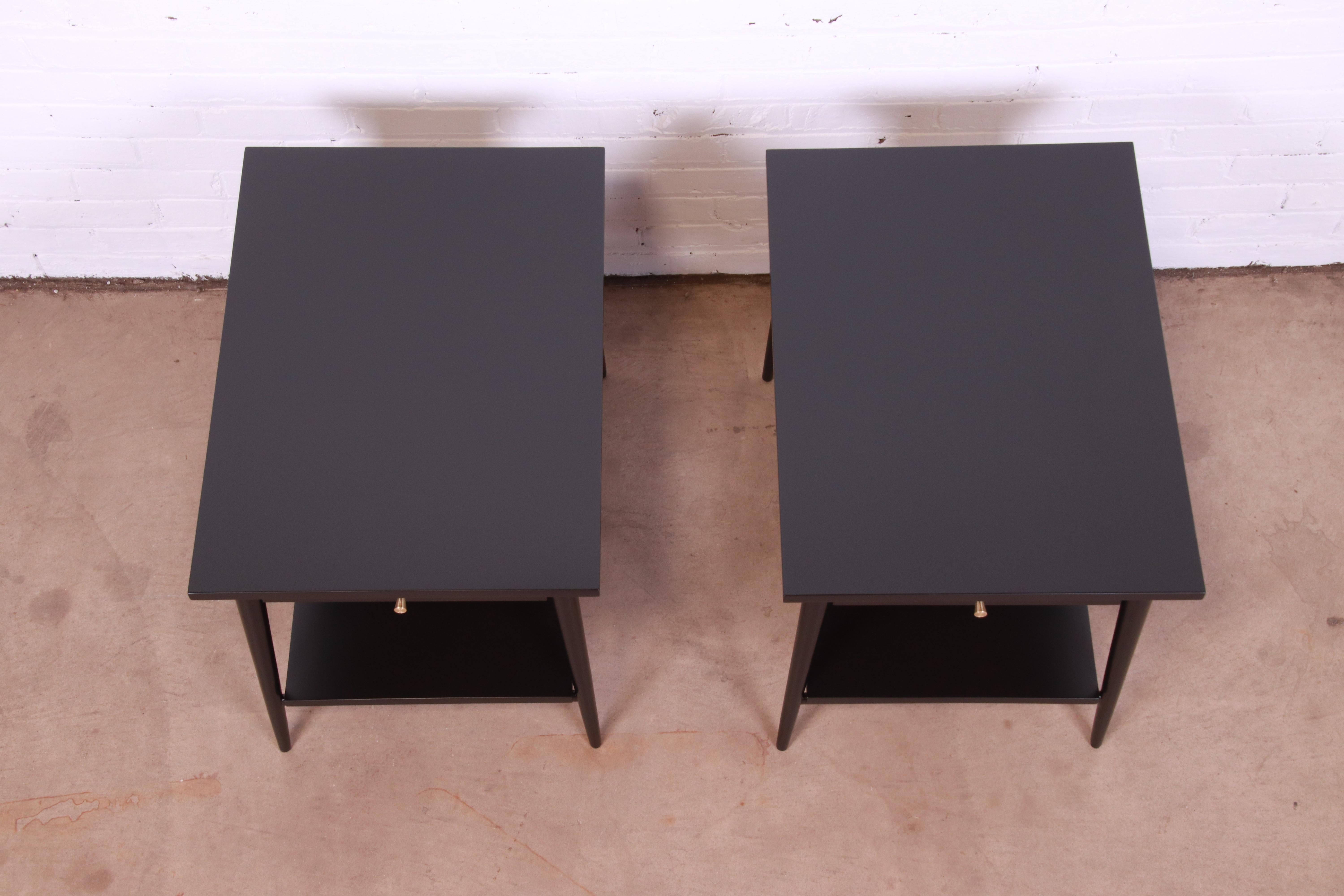 Paul McCobb Planner Group Black Lacquered Nightstands, Newly Refinished For Sale 7