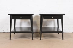 Paul McCobb Planner Group Black Lacquered Nightstands, Newly Refinished