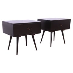 Paul McCobb Planner Group Black Lacquered Nightstands, Newly Refinished