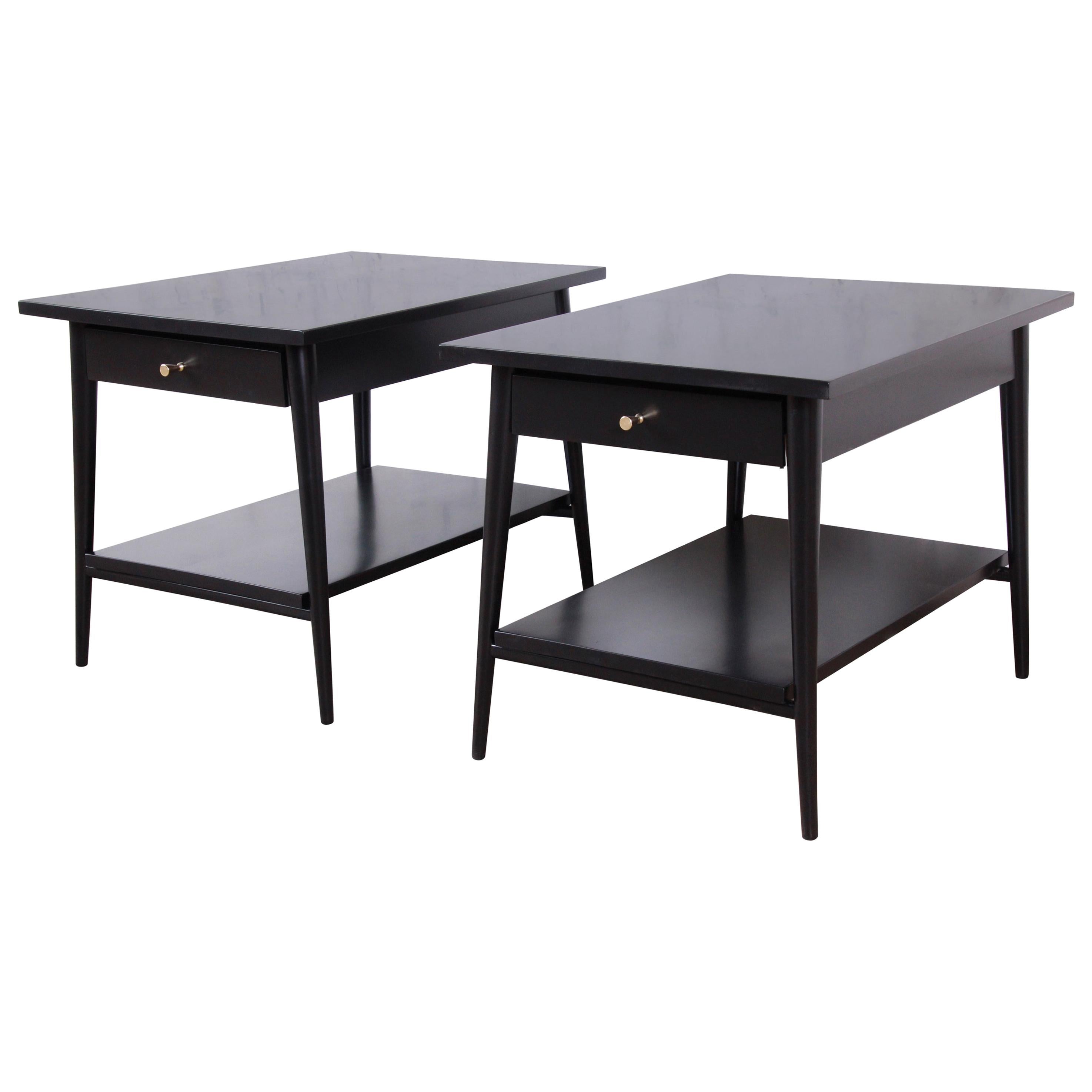 Paul McCobb Planner Group Black Lacquered Nightstands or End Tables, Restored at 1stDibs