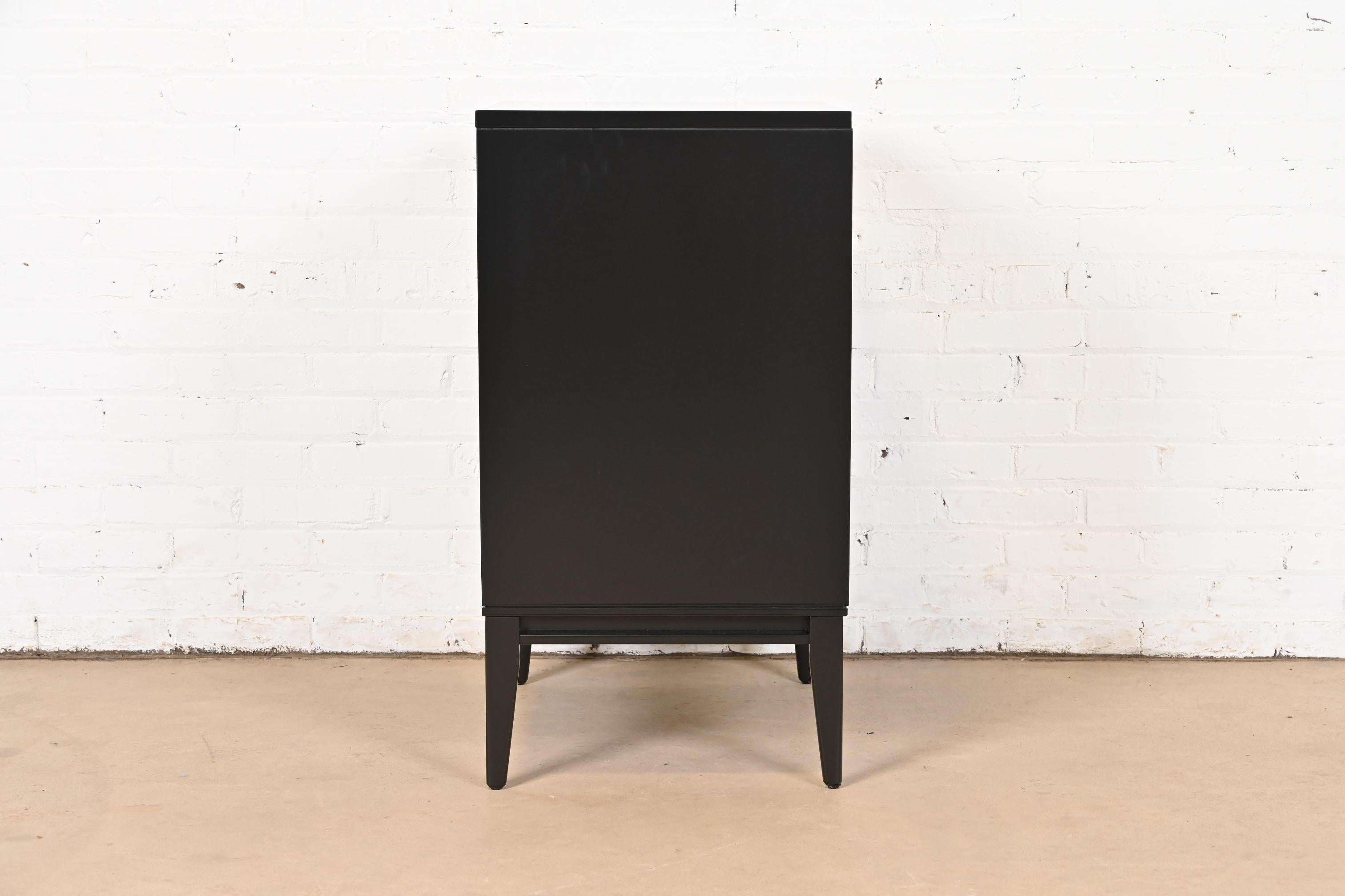 Paul McCobb Planner Group Black Lacquered Record Cabinet With Sliding Doors For Sale 5