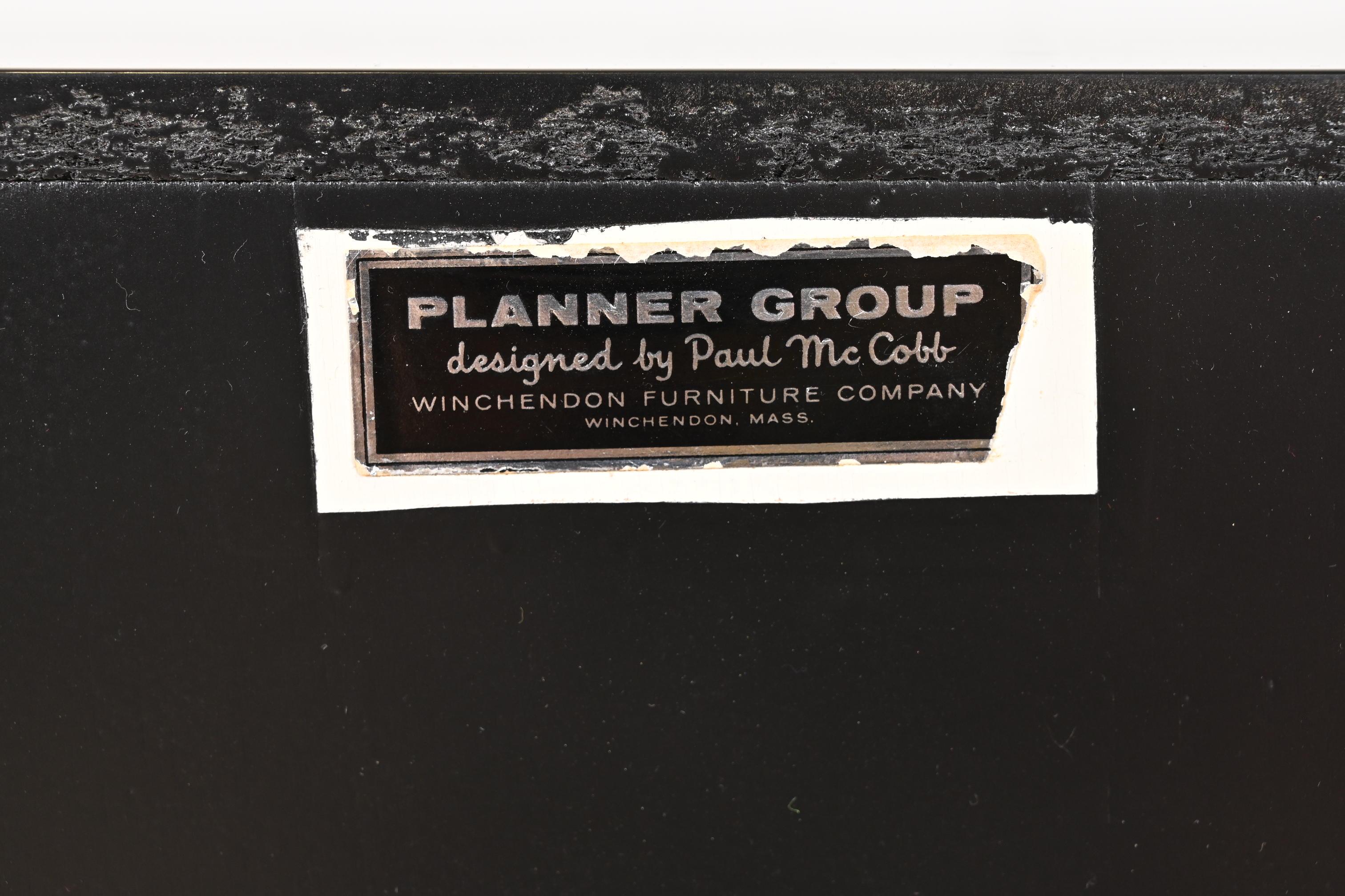 Paul McCobb Planner Group Black Lacquered Record Cabinet With Sliding Doors For Sale 7