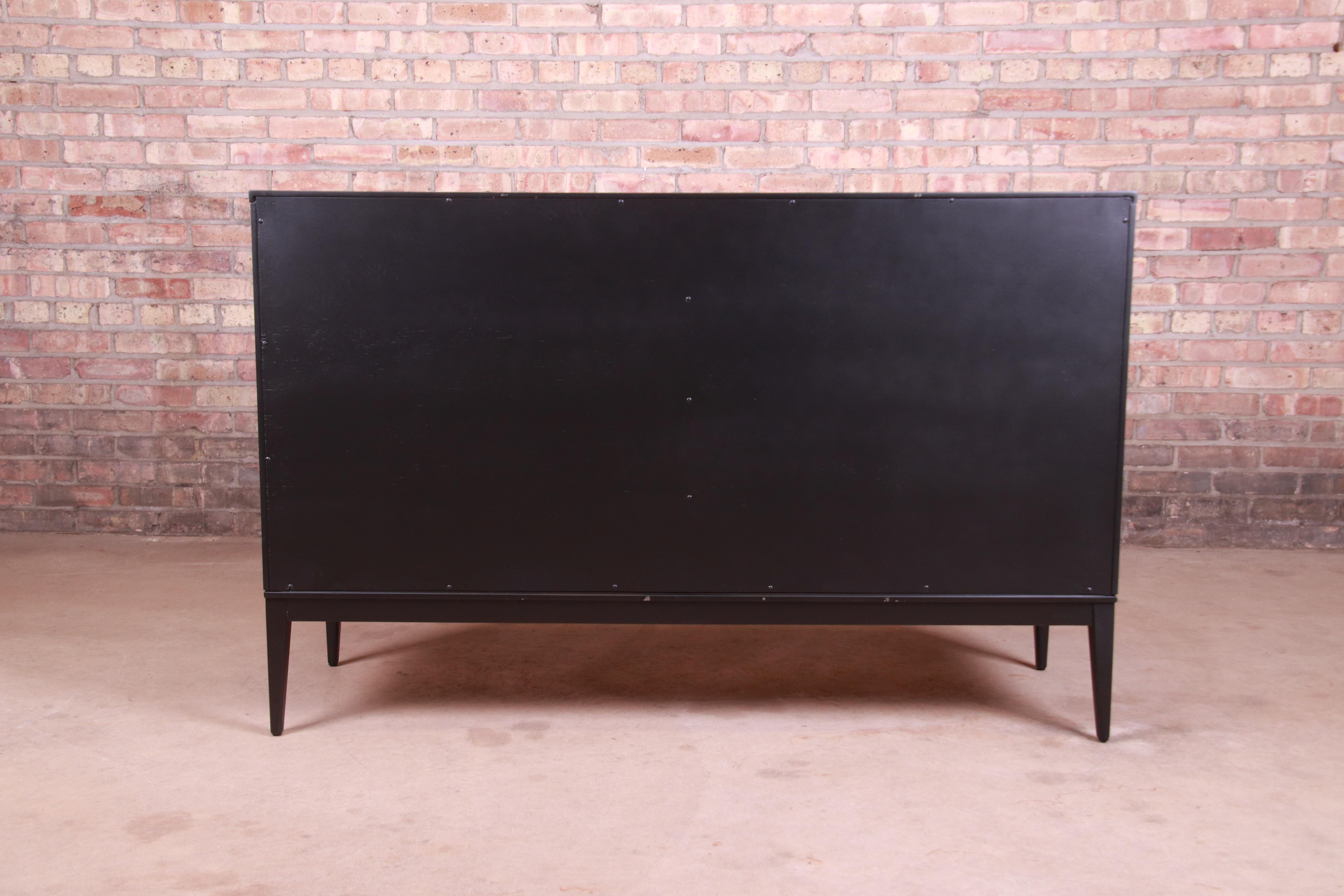 Paul McCobb Planner Group Black Lacquered Sideboard Credenza, Newly Refinished 3