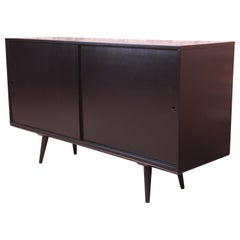 Paul McCobb Planner Group Black Lacquered Sideboard Credenza, Newly Refinished