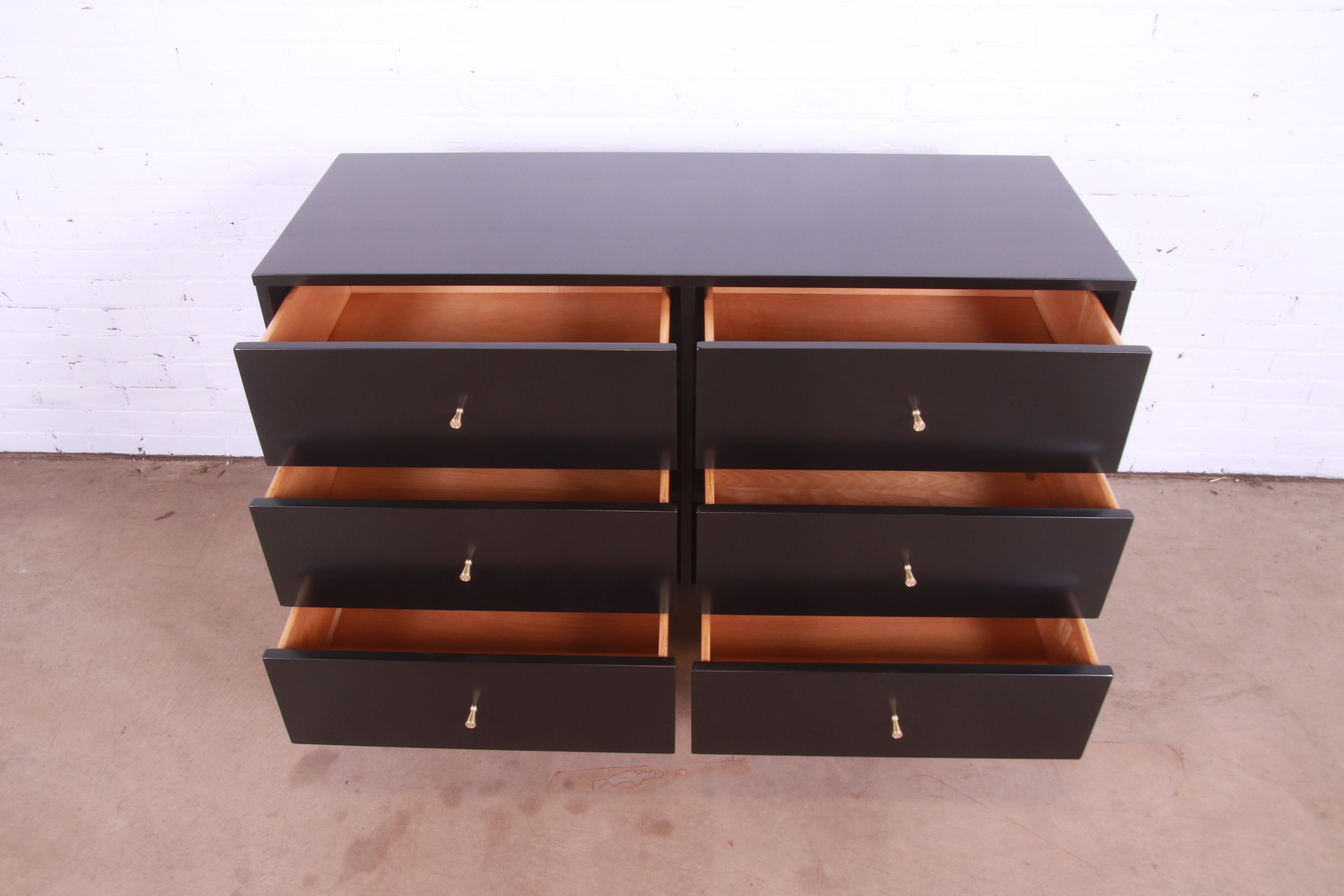 Paul McCobb Planner Group Black Lacquered Six-Drawer Dresser, Newly Refinished 1