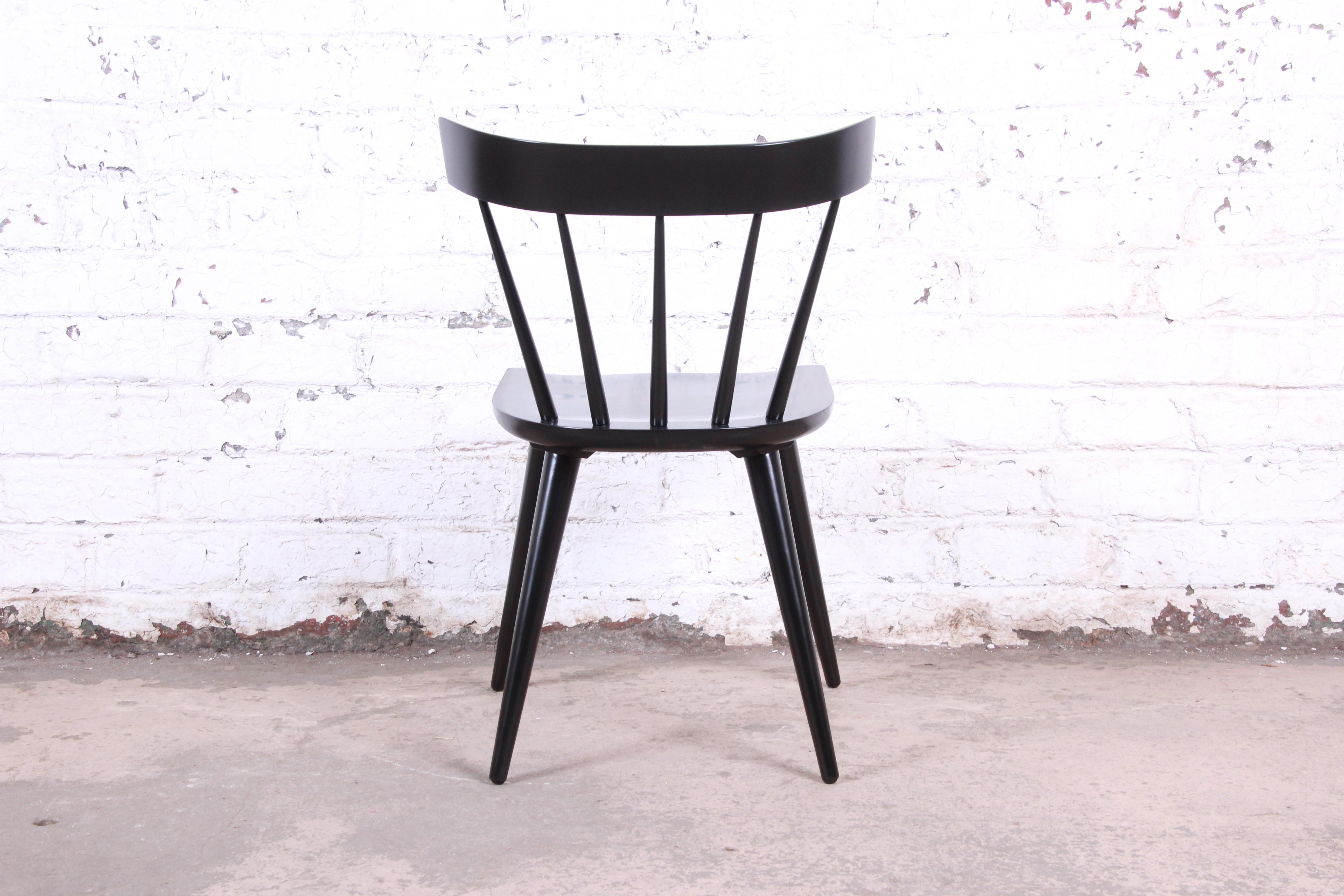 Paul McCobb Planner Group Black Lacquered Spindle Back Dining Chair, Restored In Good Condition In South Bend, IN