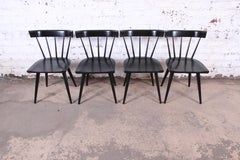 Paul McCobb Planner Group Black Lacquered Spindle Back Dining Chairs, Set of 4