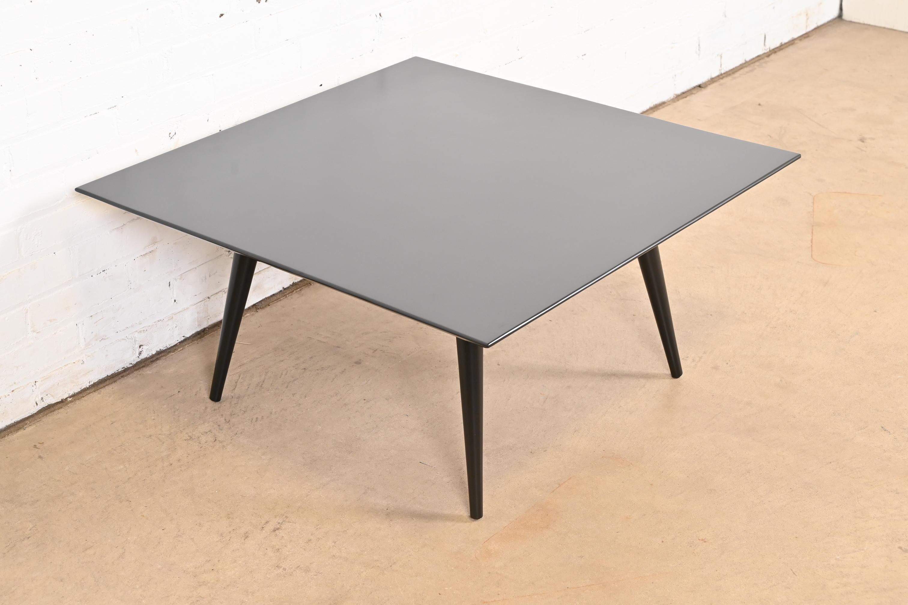 Mid-Century Modern Paul McCobb Planner Group Black Lacquered Square Coffee Table, Newly Refinished For Sale
