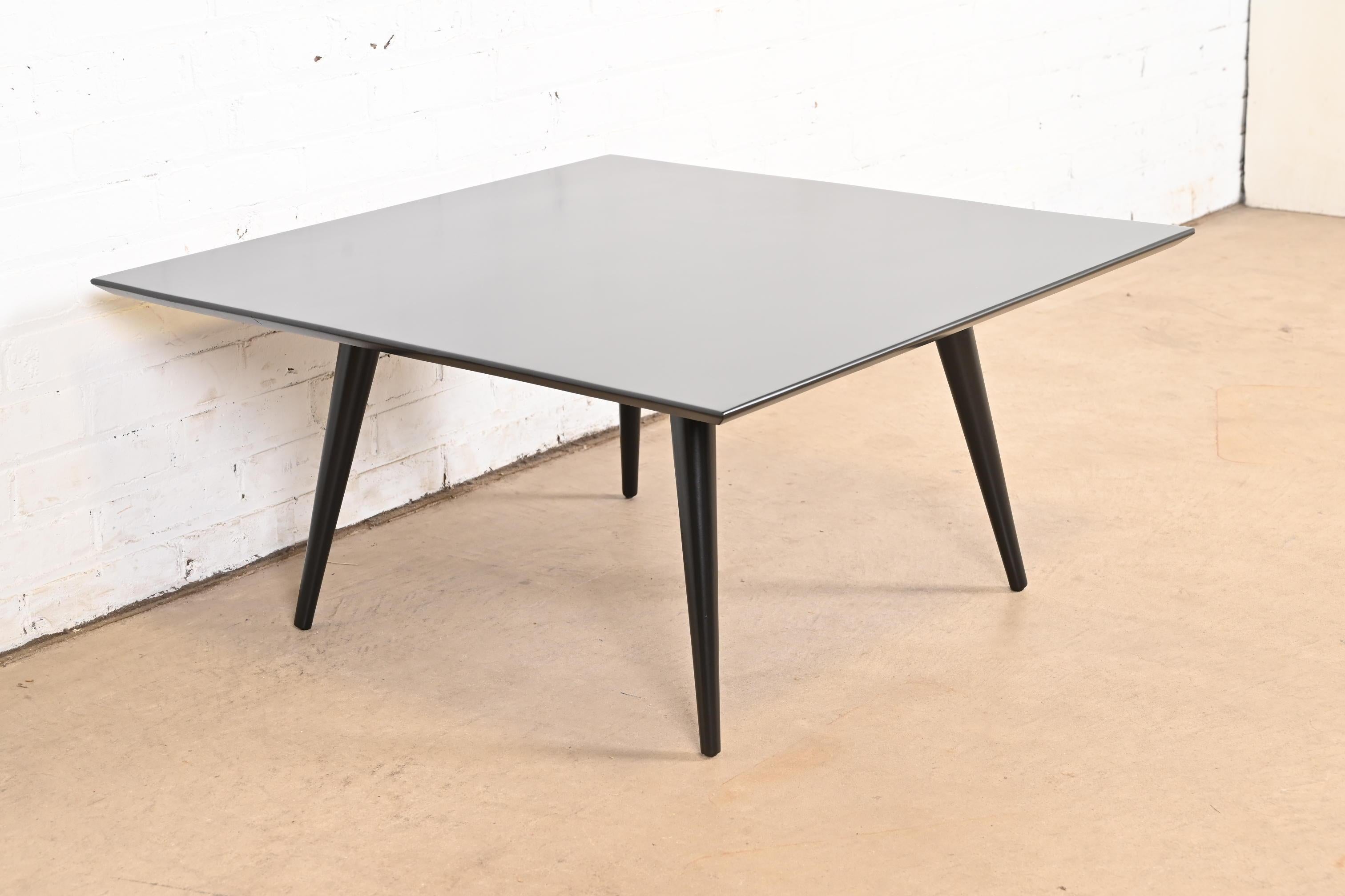 American Paul McCobb Planner Group Black Lacquered Square Coffee Table, Newly Refinished For Sale