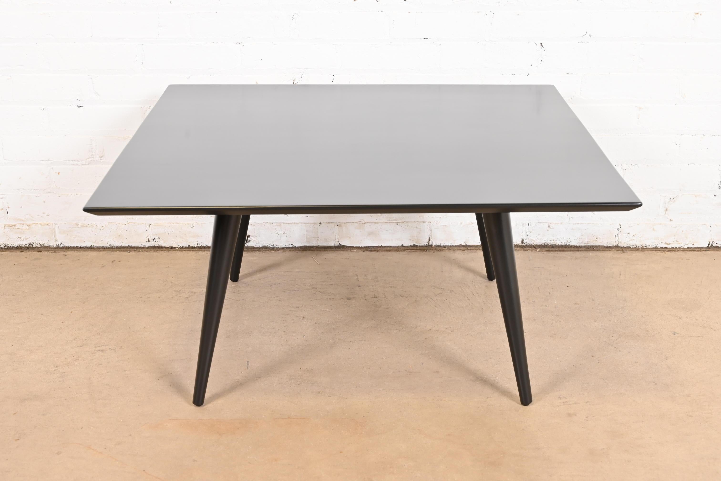 Paul McCobb Planner Group Black Lacquered Square Coffee Table, Newly Refinished In Good Condition For Sale In South Bend, IN