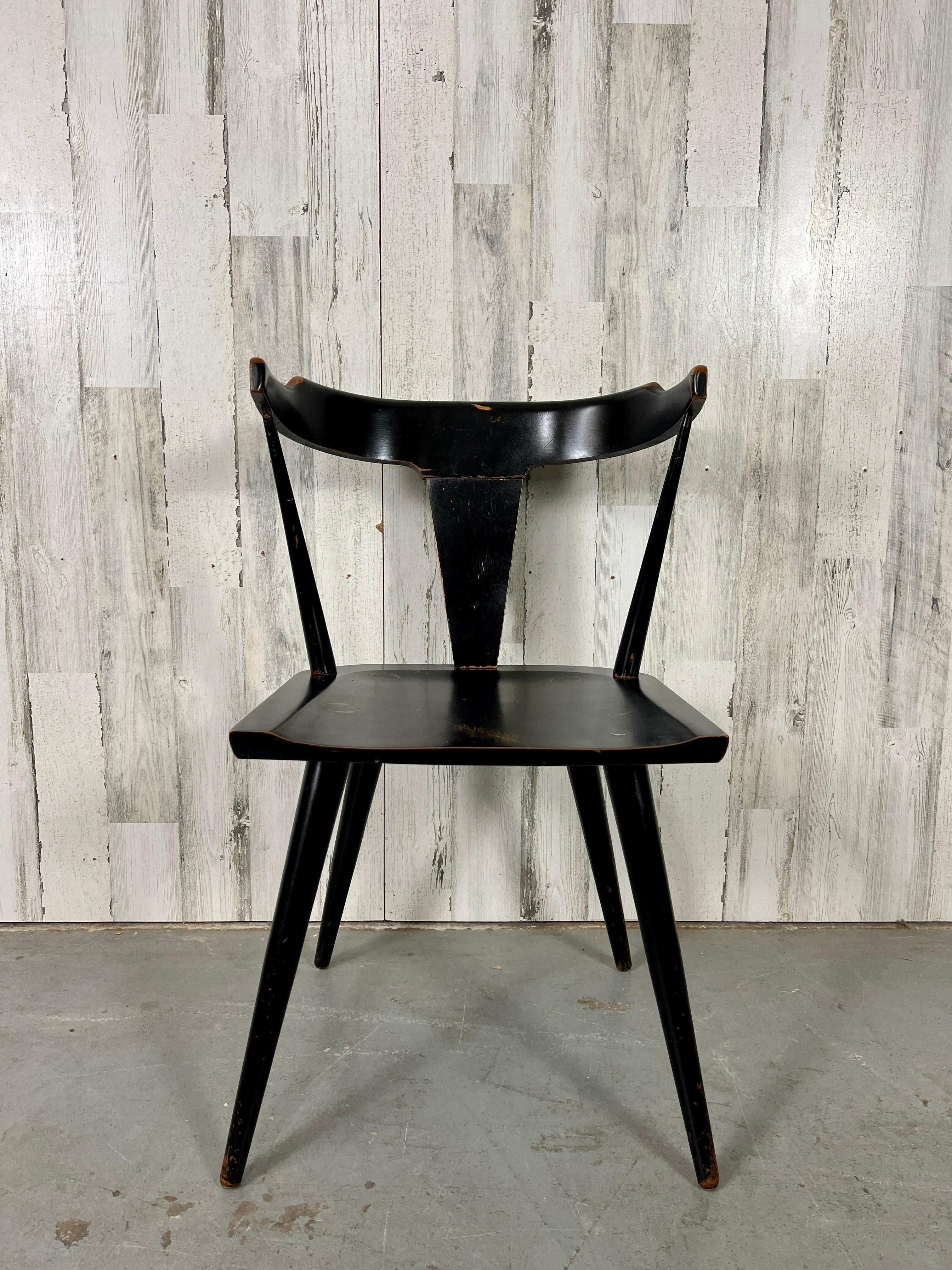 Very sturdy with worn black lacquer makes this chair a great companion for a desk or in a corner of a room, Original finish.