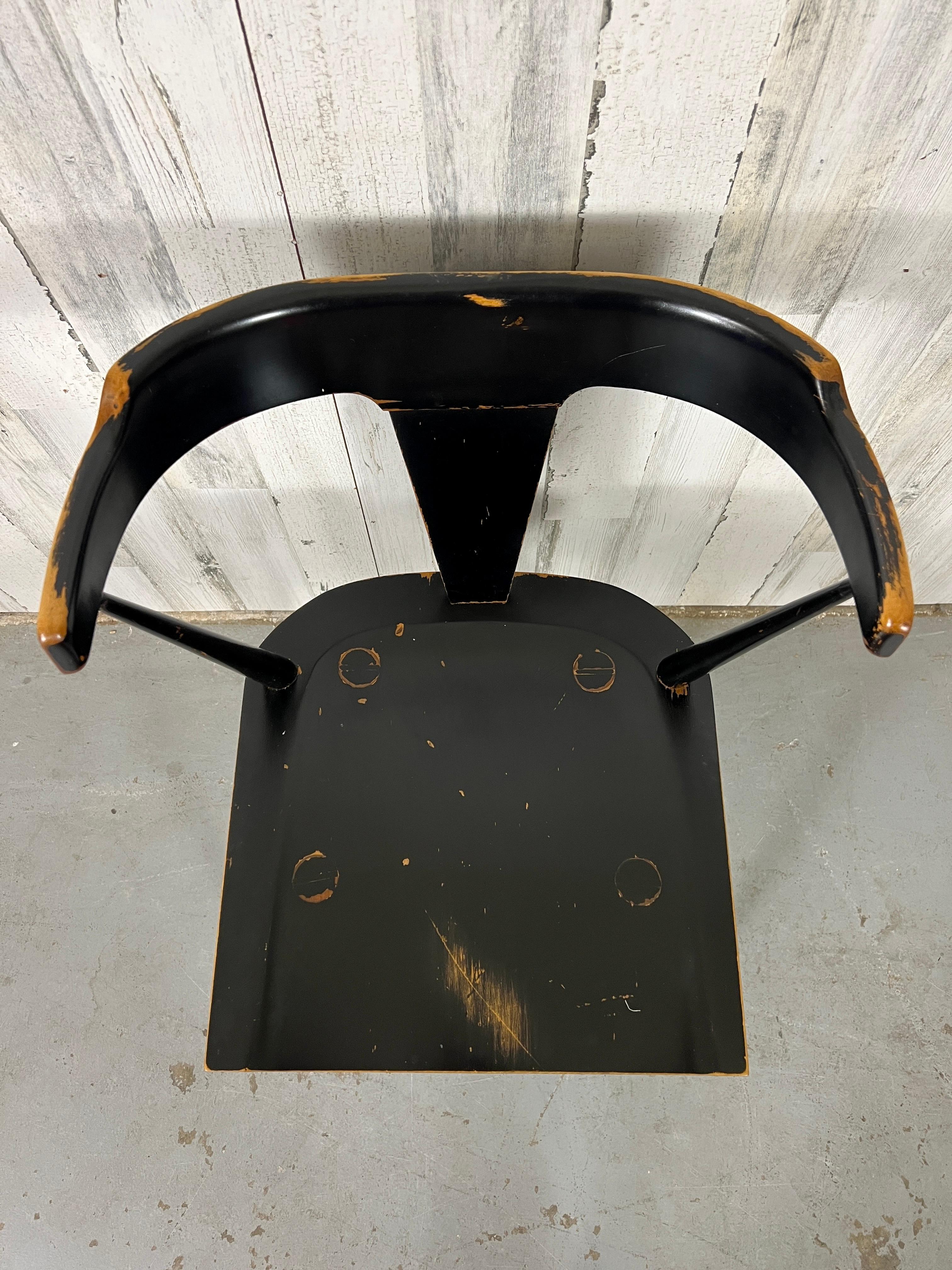 Paul McCobb Planner Group Black Lacquered T-Back Dining Chair In Good Condition For Sale In Denton, TX