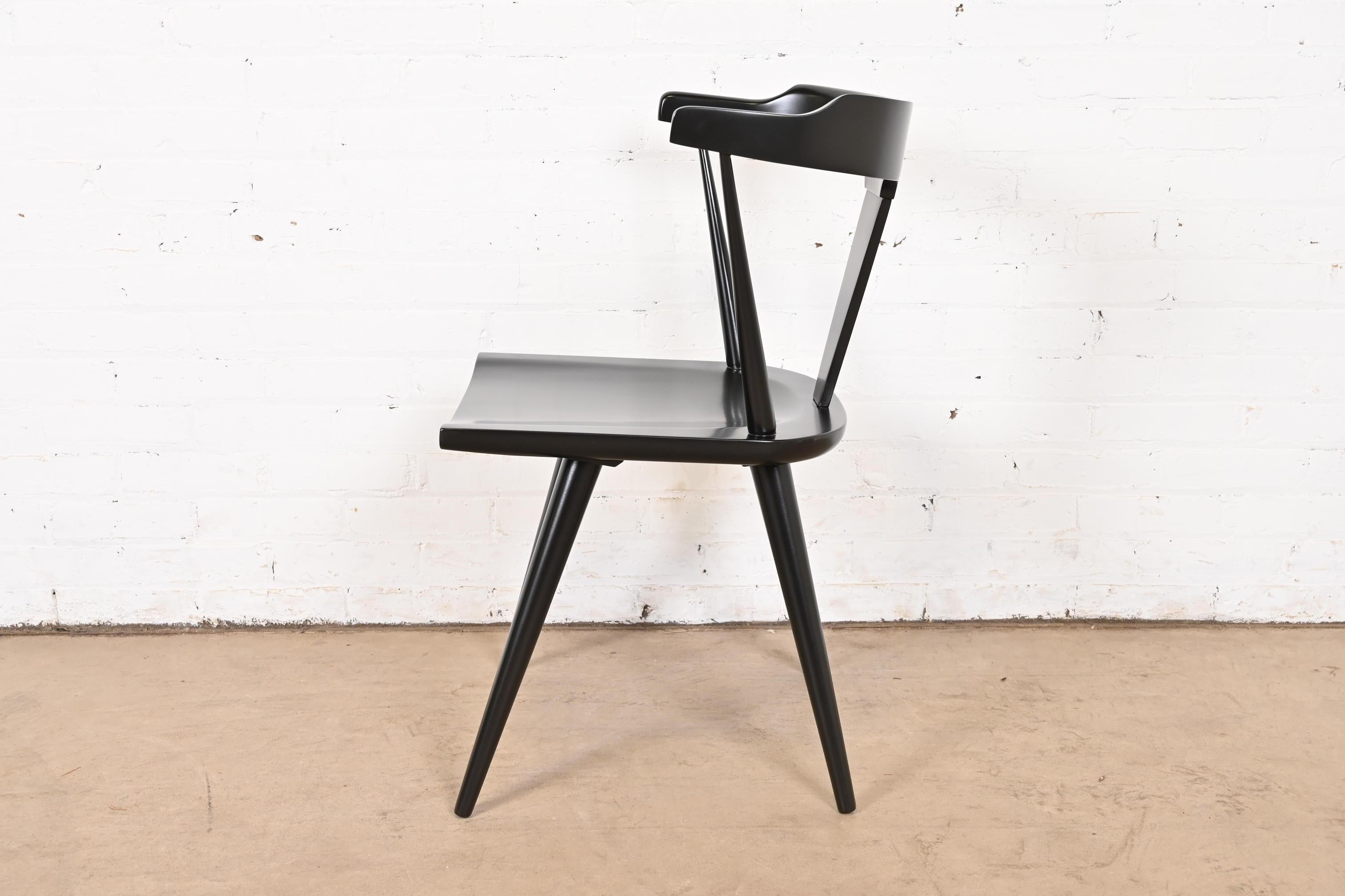 Paul McCobb Planner Group Black Lacquered T-Back Side Chair, Newly Refinished 3