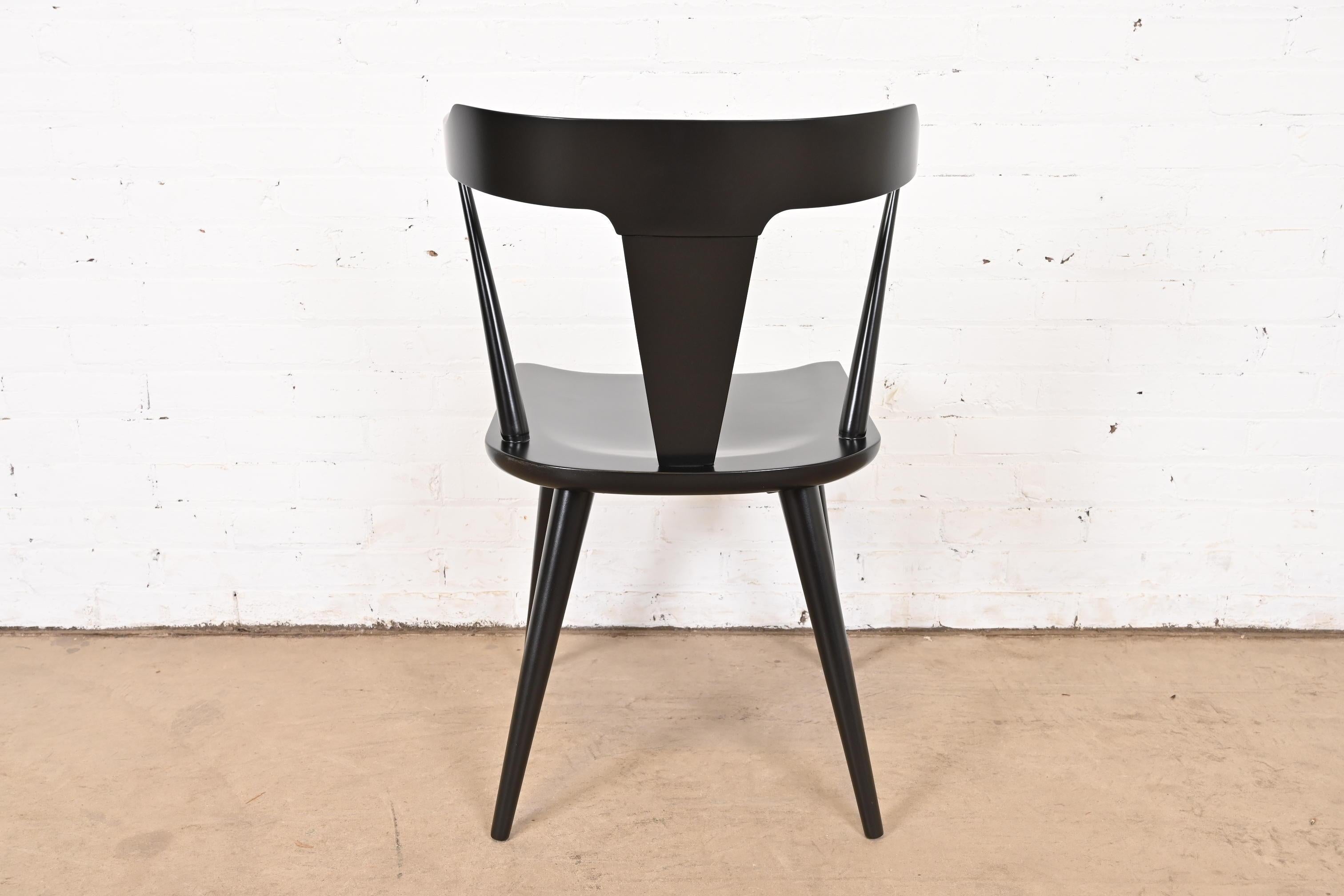 Paul McCobb Planner Group Black Lacquered T-Back Side Chair, Newly Refinished 4