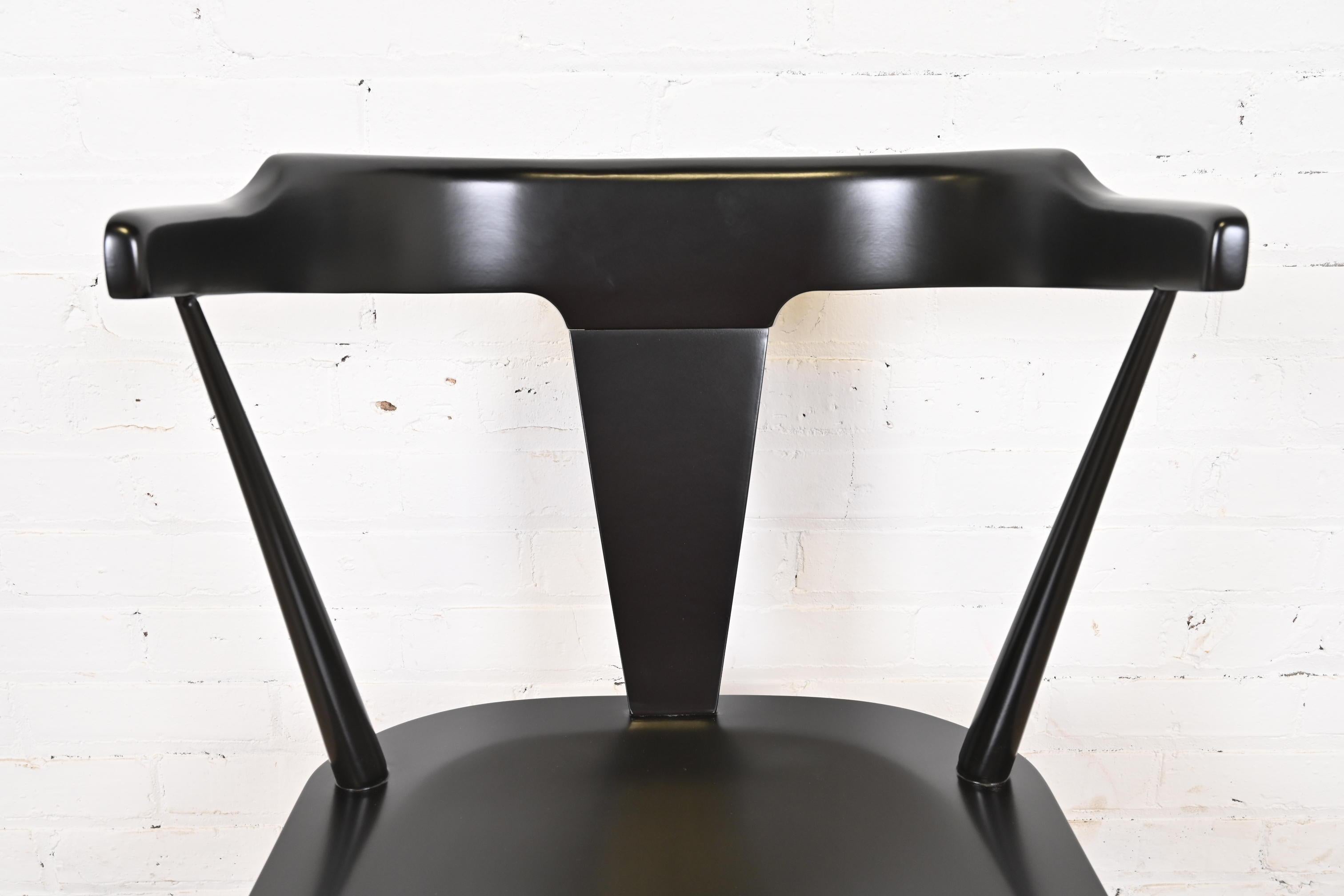 Paul McCobb Planner Group Black Lacquered T-Back Side Chair, Newly Refinished 1
