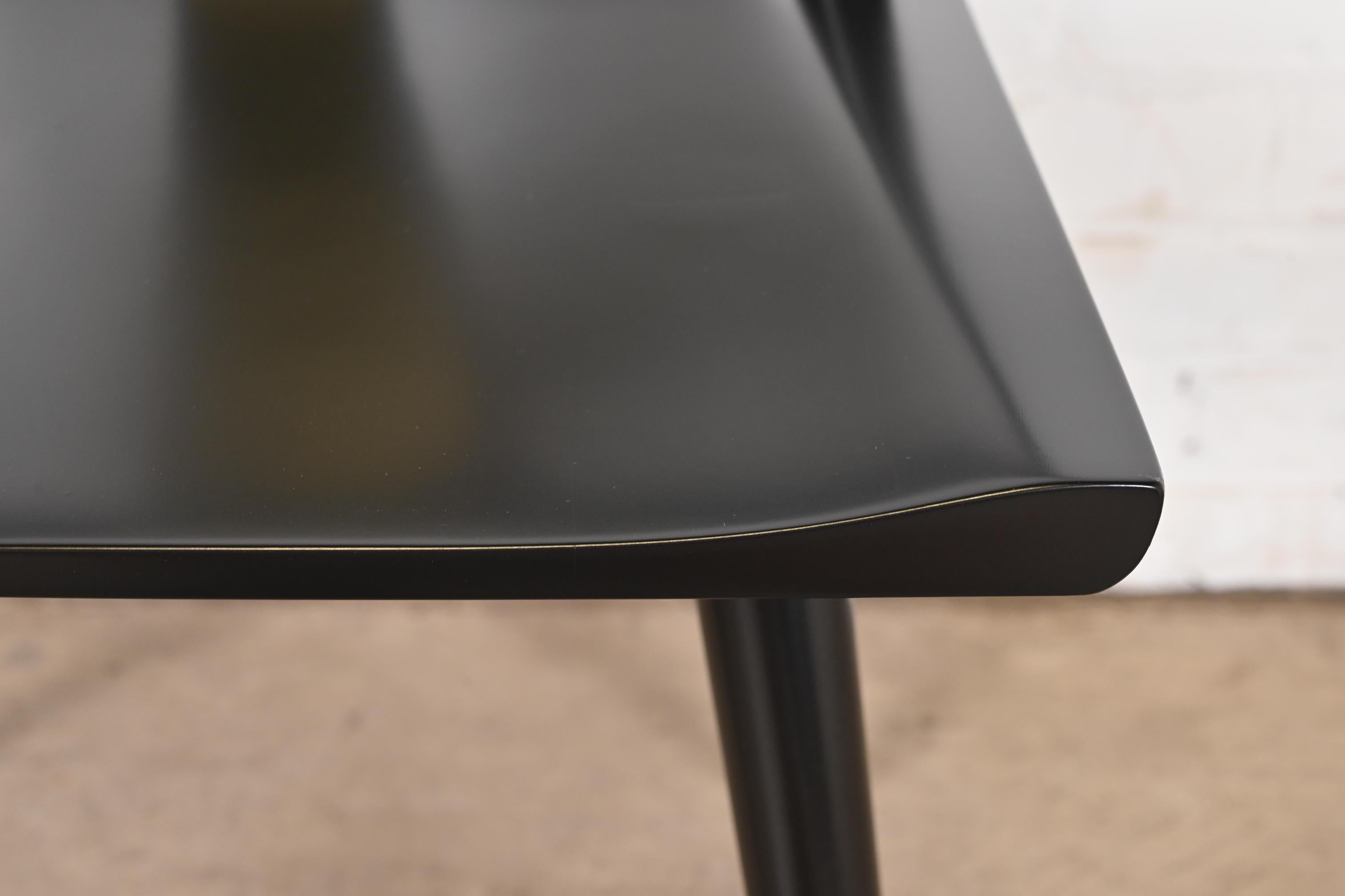 Paul McCobb Planner Group Black Lacquered T-Back Side Chair, Newly Refinished 2
