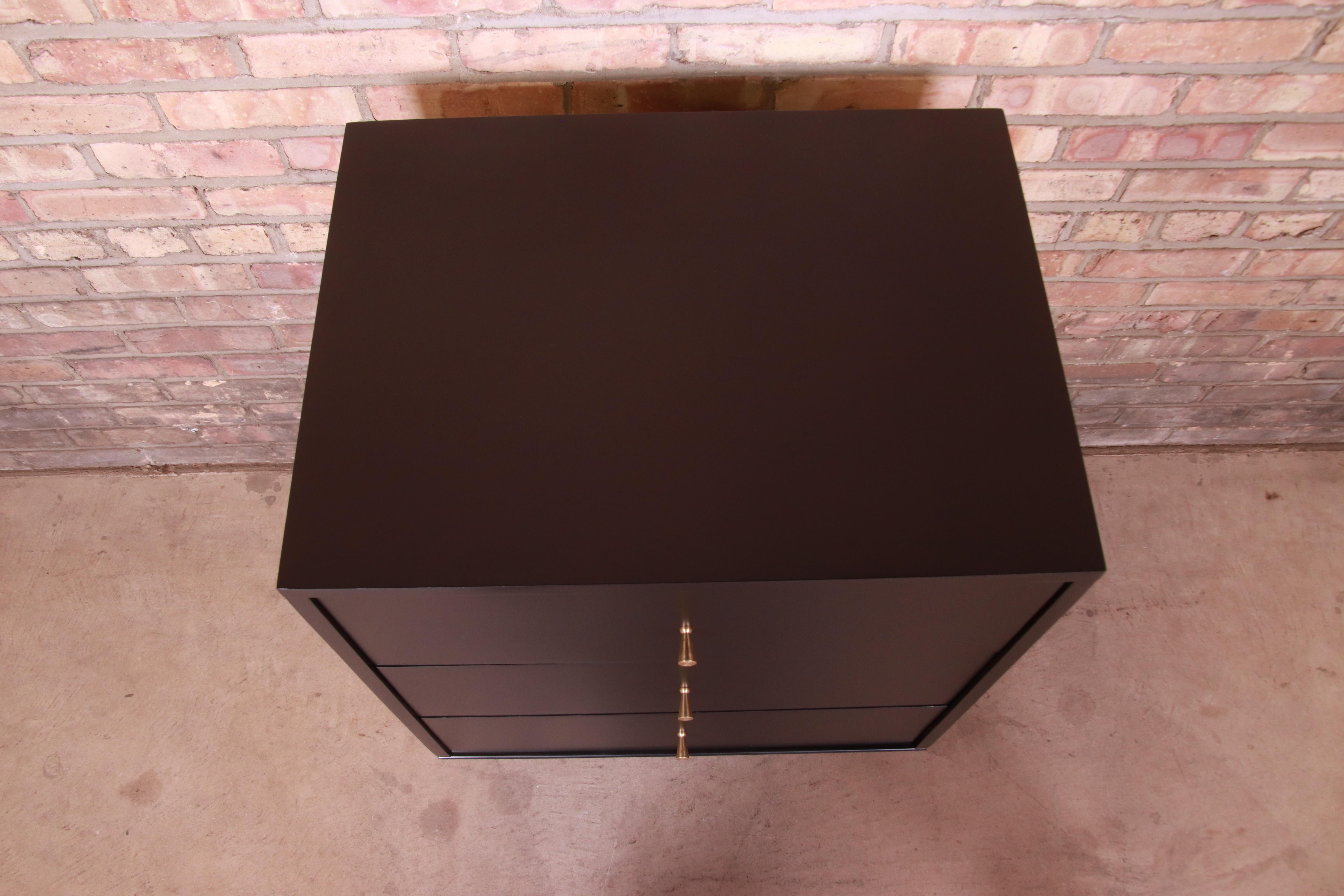 Paul McCobb Planner Group Black Lacquered Three-Drawer Chest, Newly Refinished 6