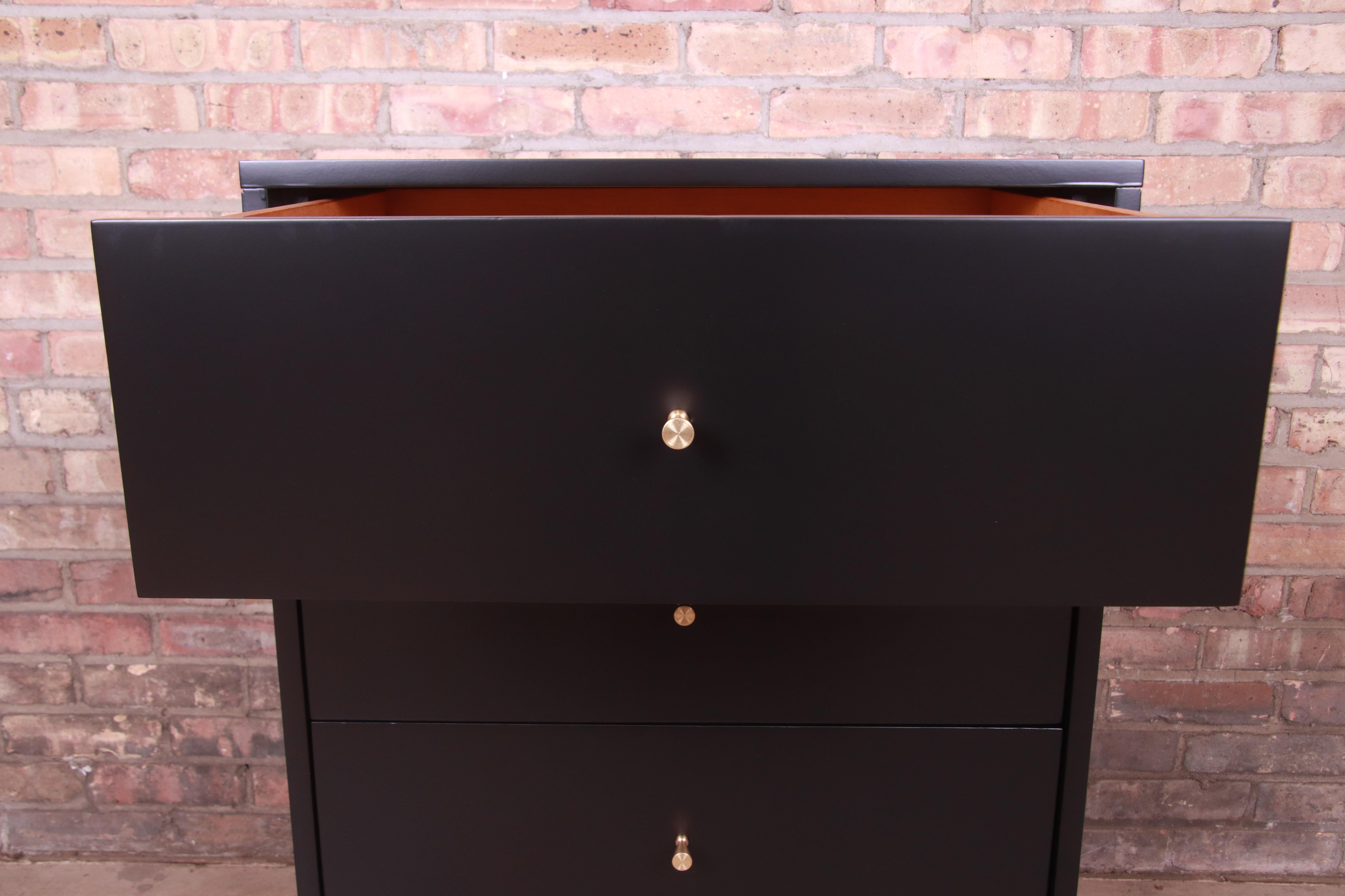 Paul McCobb Planner Group Black Lacquered Three-Drawer Chest, Newly Refinished 2