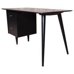 Paul McCobb Planner Group Black Lacquered Writing Desk, Newly Restored