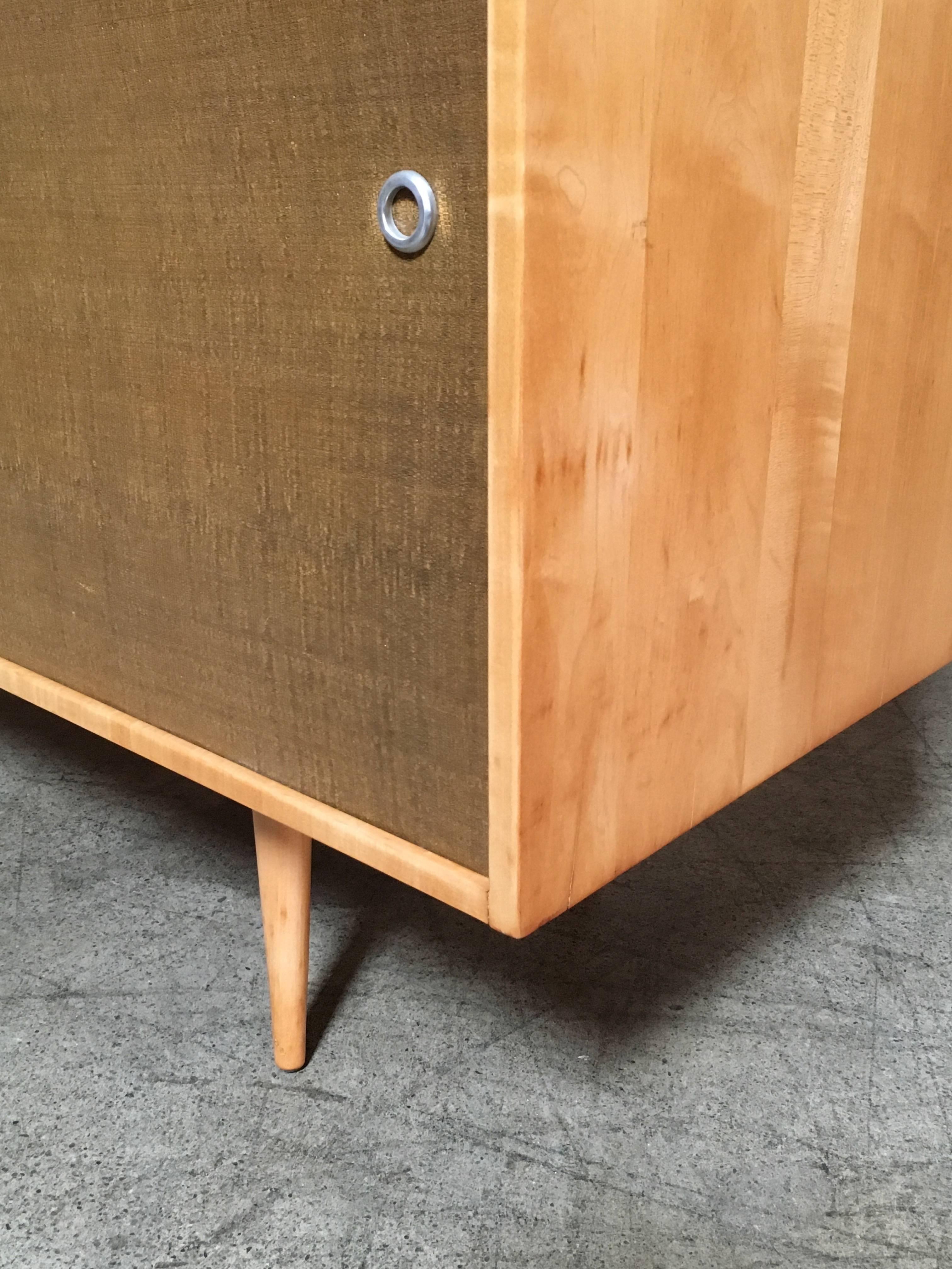 Paul McCobb Planner Group Cabinet with Original Grasscloth Doors 7