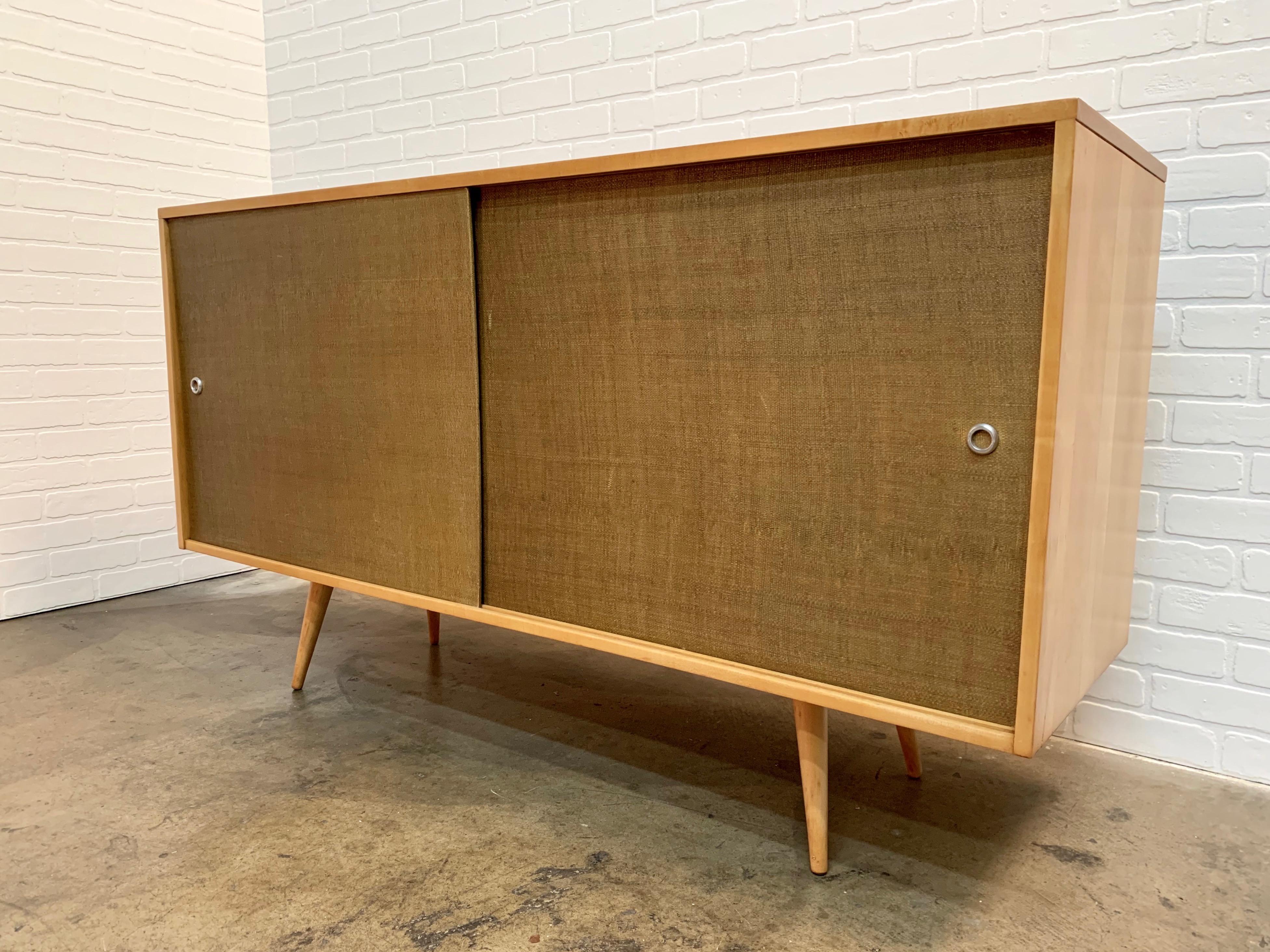 Paul McCobb Planner Group Cabinet with Original Grasscloth Doors 1