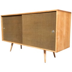 Paul McCobb Planner Group Cabinet with Original Grasscloth Doors