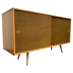 Paul McCobb Planner Group Cabinet with Original Grasscloth Doors