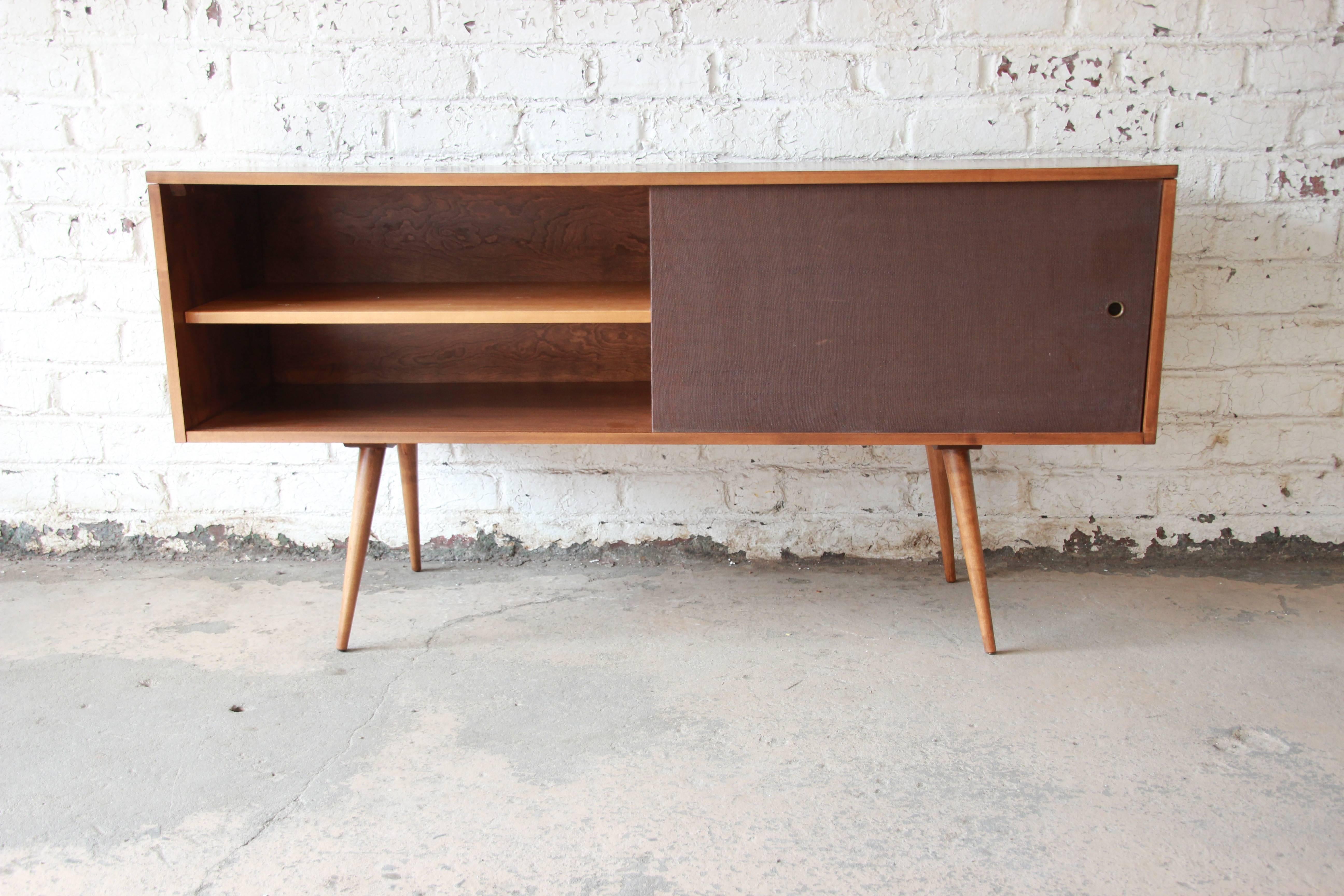 Grasscloth Paul McCobb Planner Group Credenza or Record Cabinet