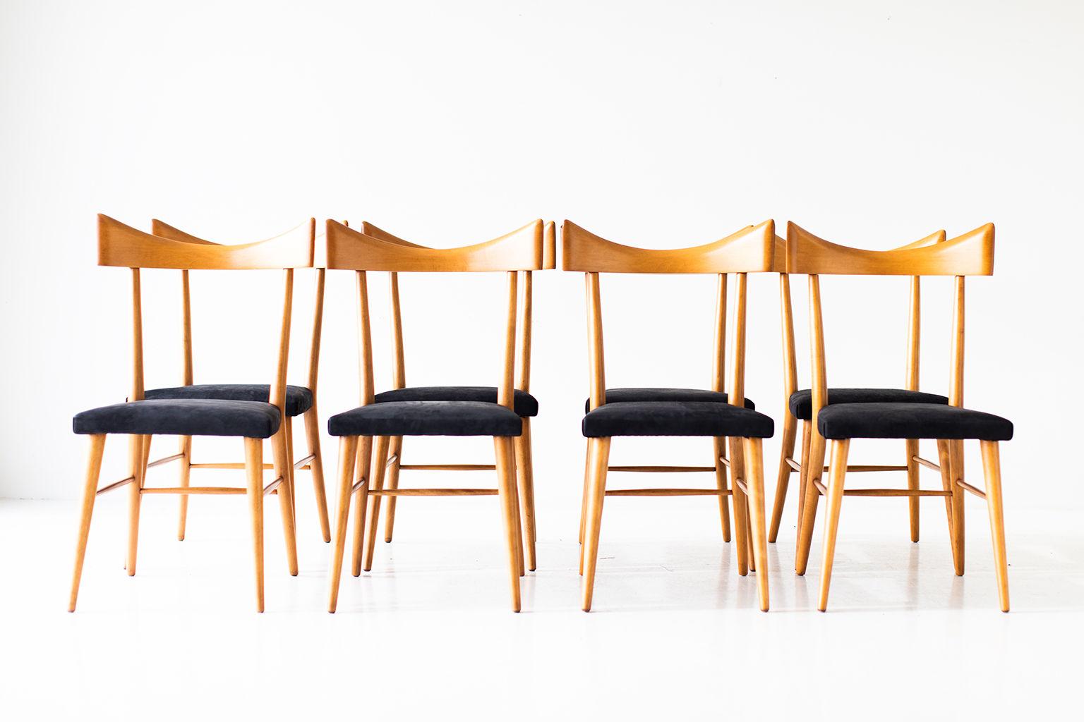 Designer: Paul McCobb.

Manufacturer: Winchendon Furniture.
Period/Model: Mid-Century Modern.
Specs: Maple, leather.

Condition:

These Paul McCobb Planner Group dining chairs for Winchendon Furniture are in excellent restored condition. The