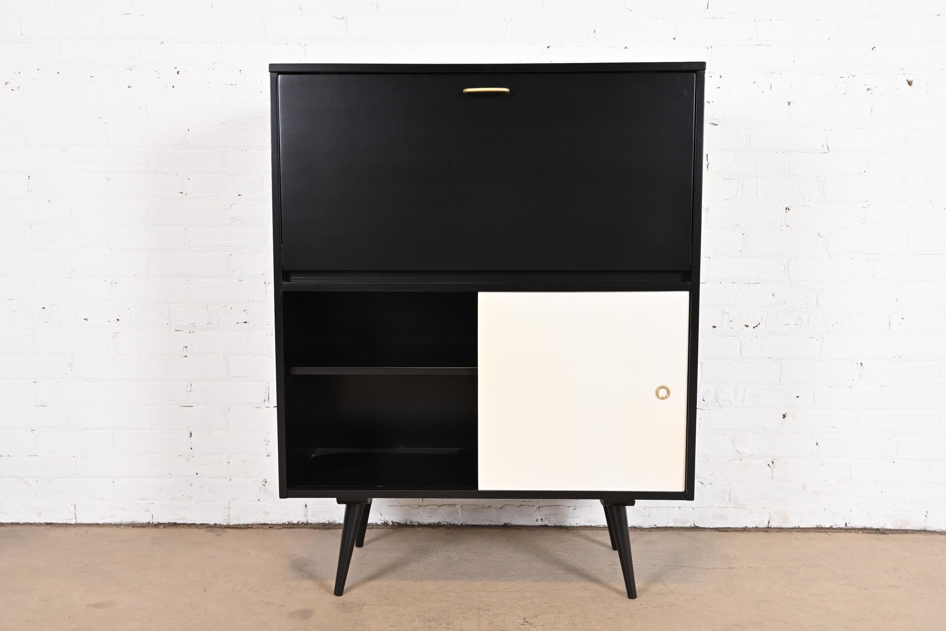 Paul McCobb Planner Group Drop Front Desk with Sliding Door Credenza, Refinished 3