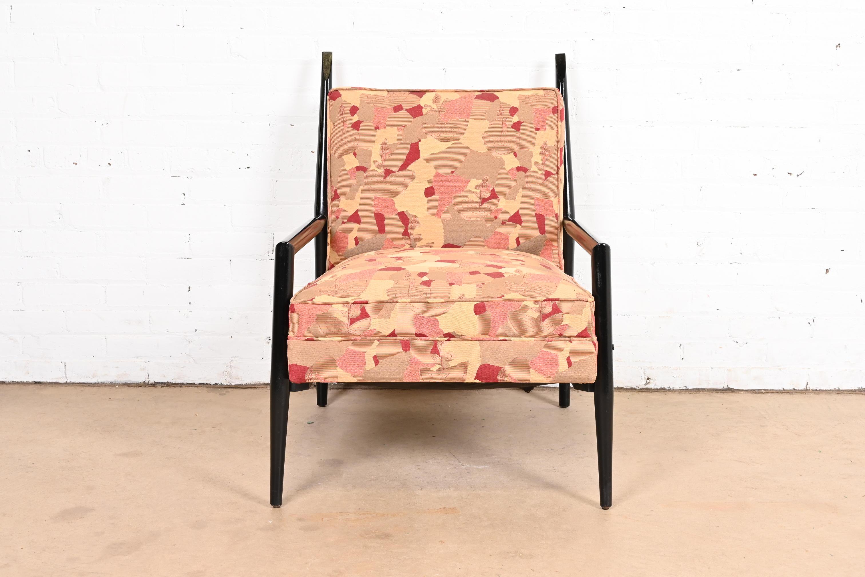 American Paul McCobb Planner Group Ebonized and Upholstered His and Hers Lounge Chairs