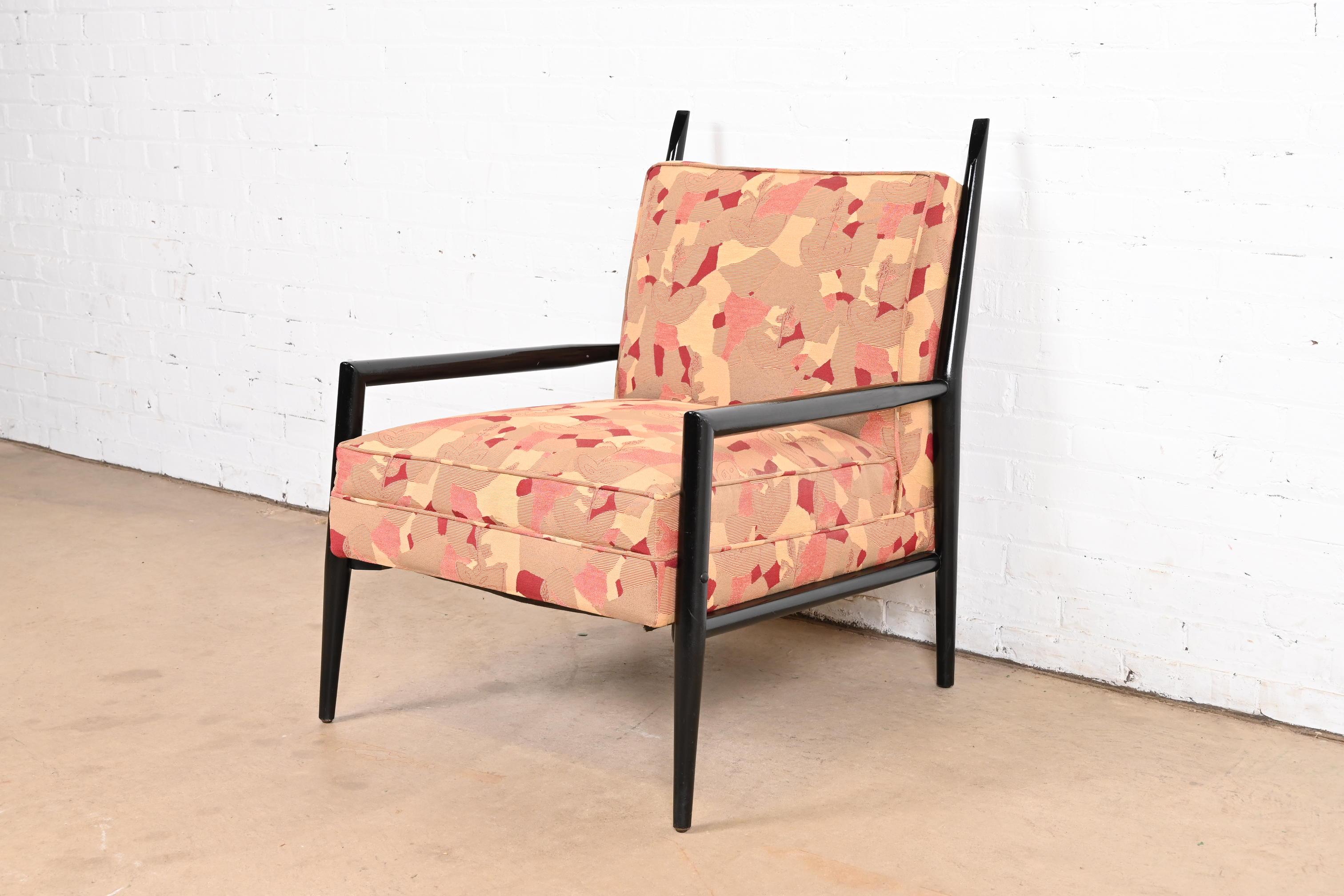 Mid-20th Century Paul McCobb Planner Group Ebonized and Upholstered His and Hers Lounge Chairs