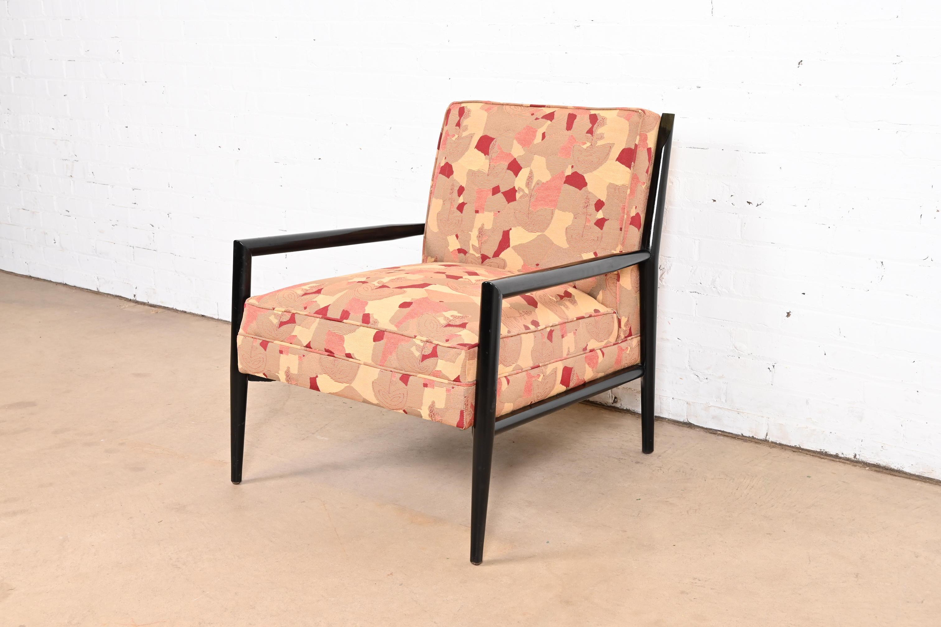 Upholstery Paul McCobb Planner Group Ebonized and Upholstered His and Hers Lounge Chairs
