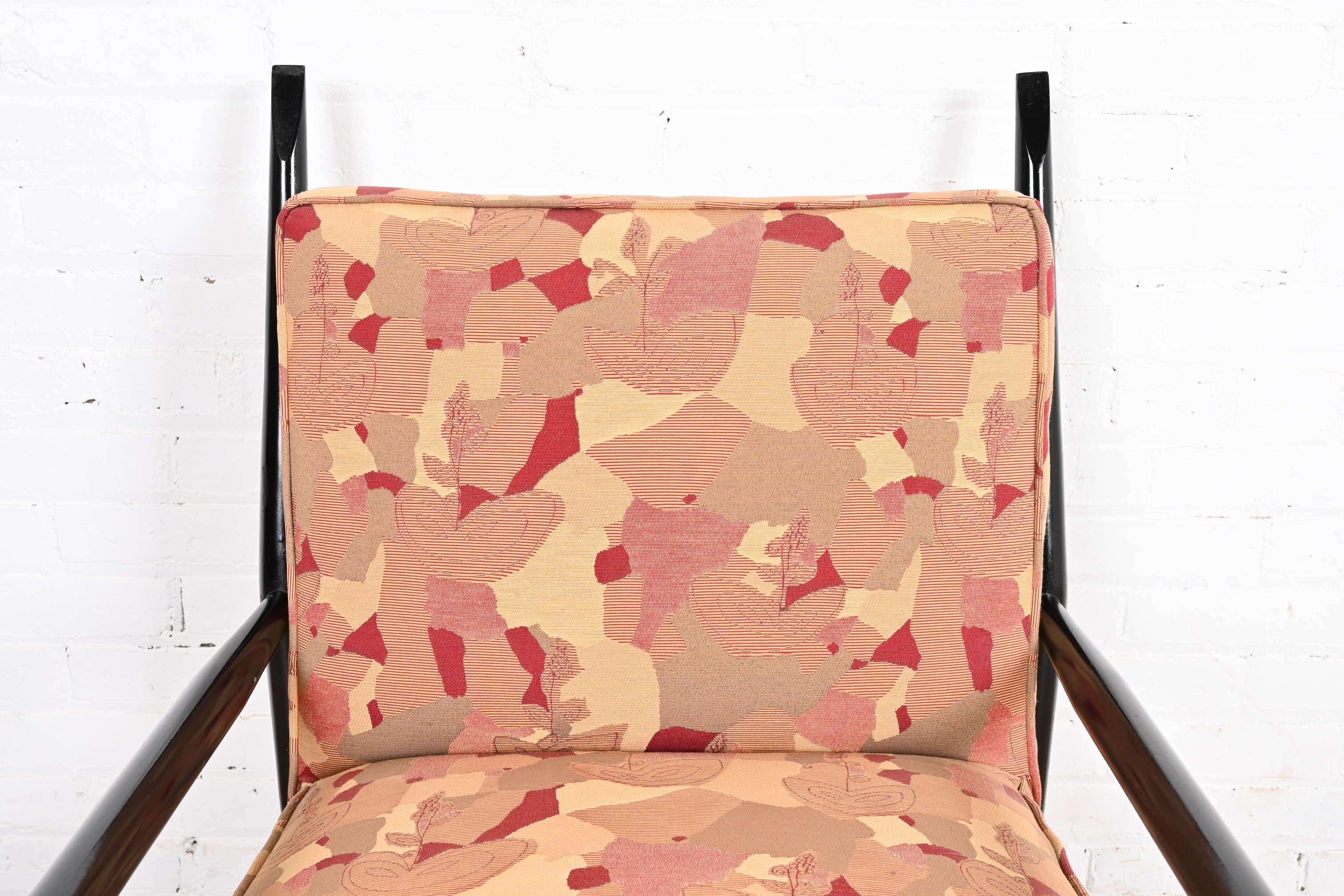 Paul McCobb Planner Group Ebonized and Upholstered His and Hers Lounge Chairs 2