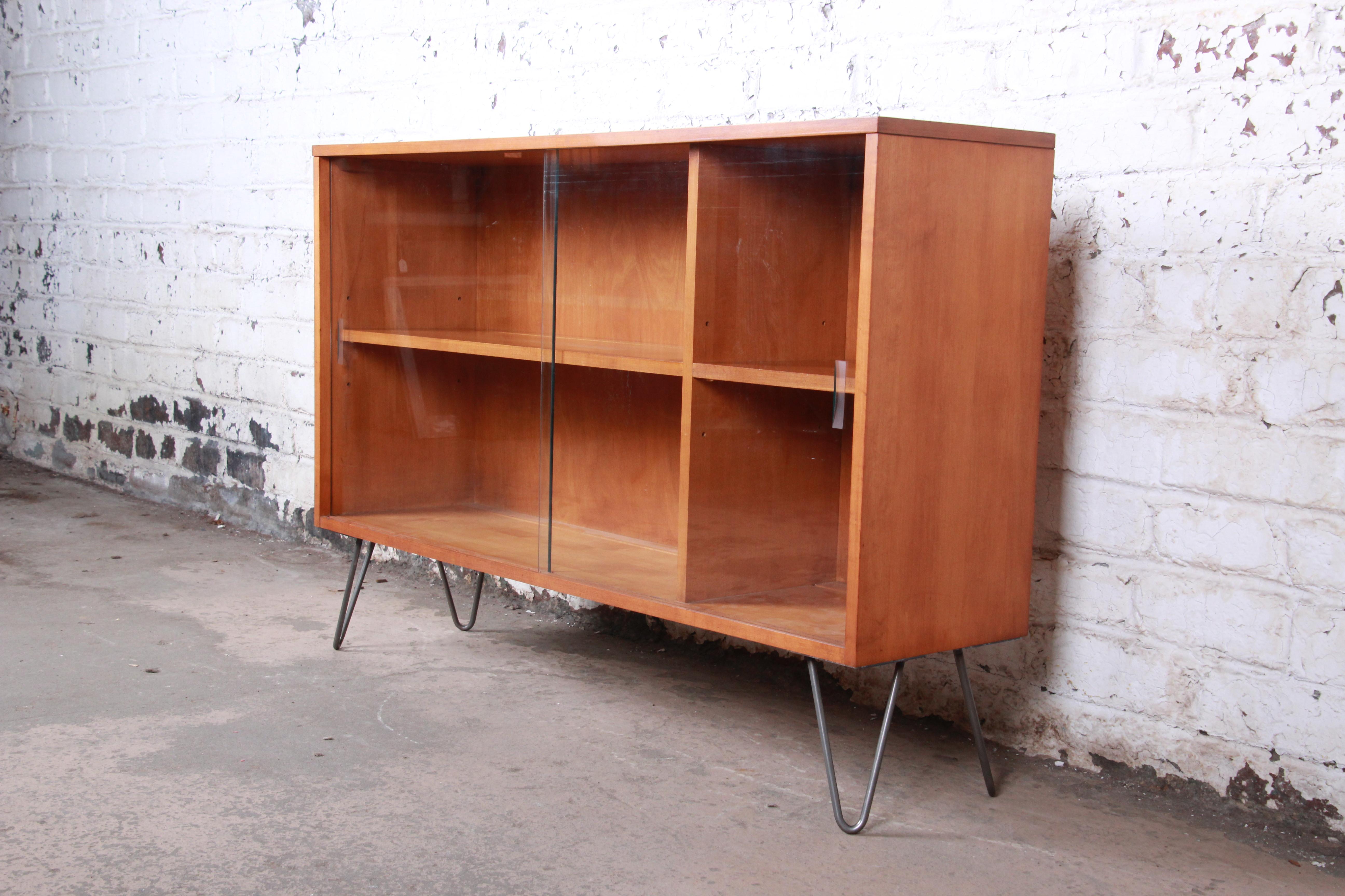 bookcase with hairpin legs