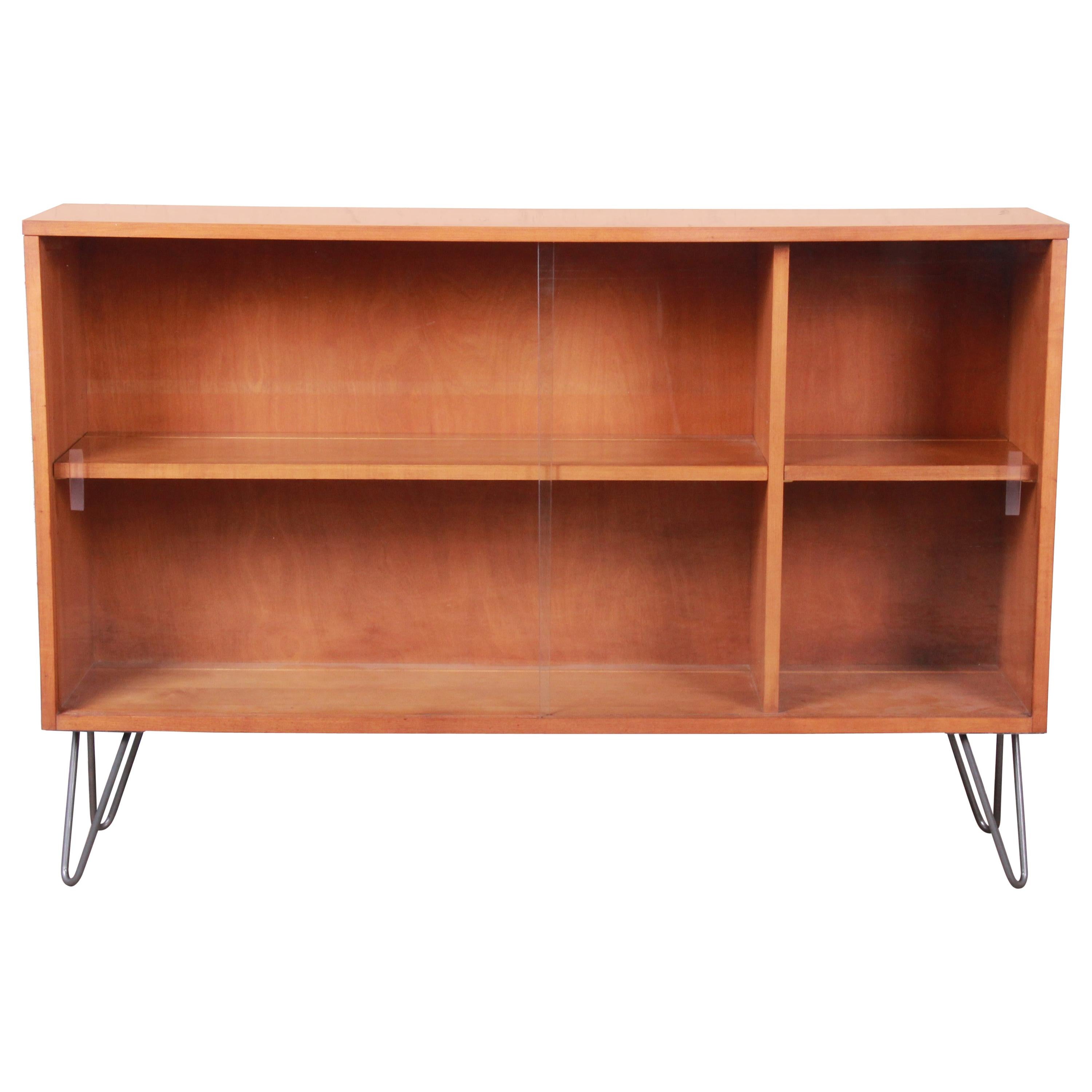 Paul McCobb Planner Group Glass Front Bookcase on Hairpin Legs, 1950s