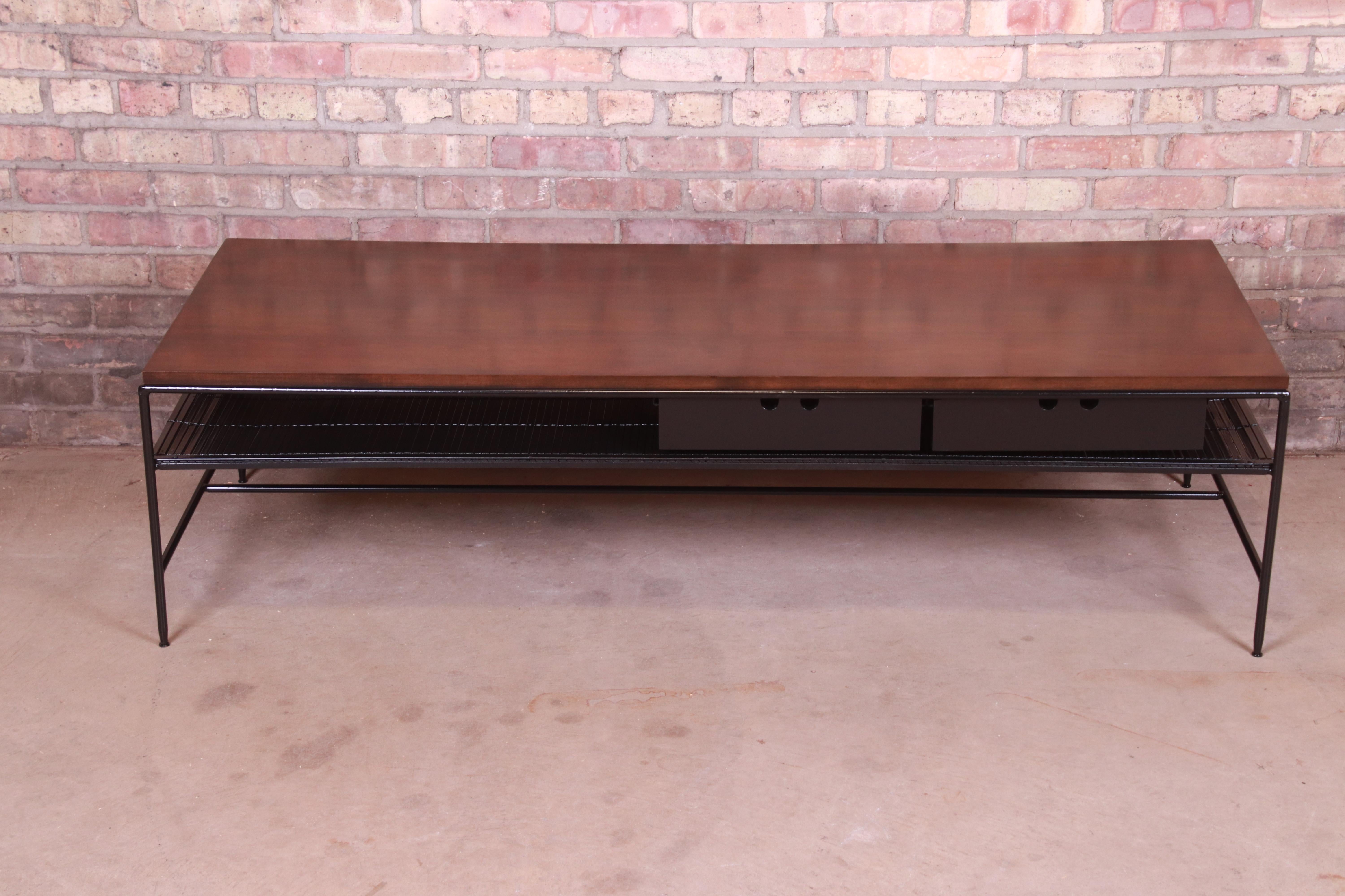 Mid-Century Modern Paul McCobb Planner Group Iron and Maple Coffee Table, Newly Refinished For Sale