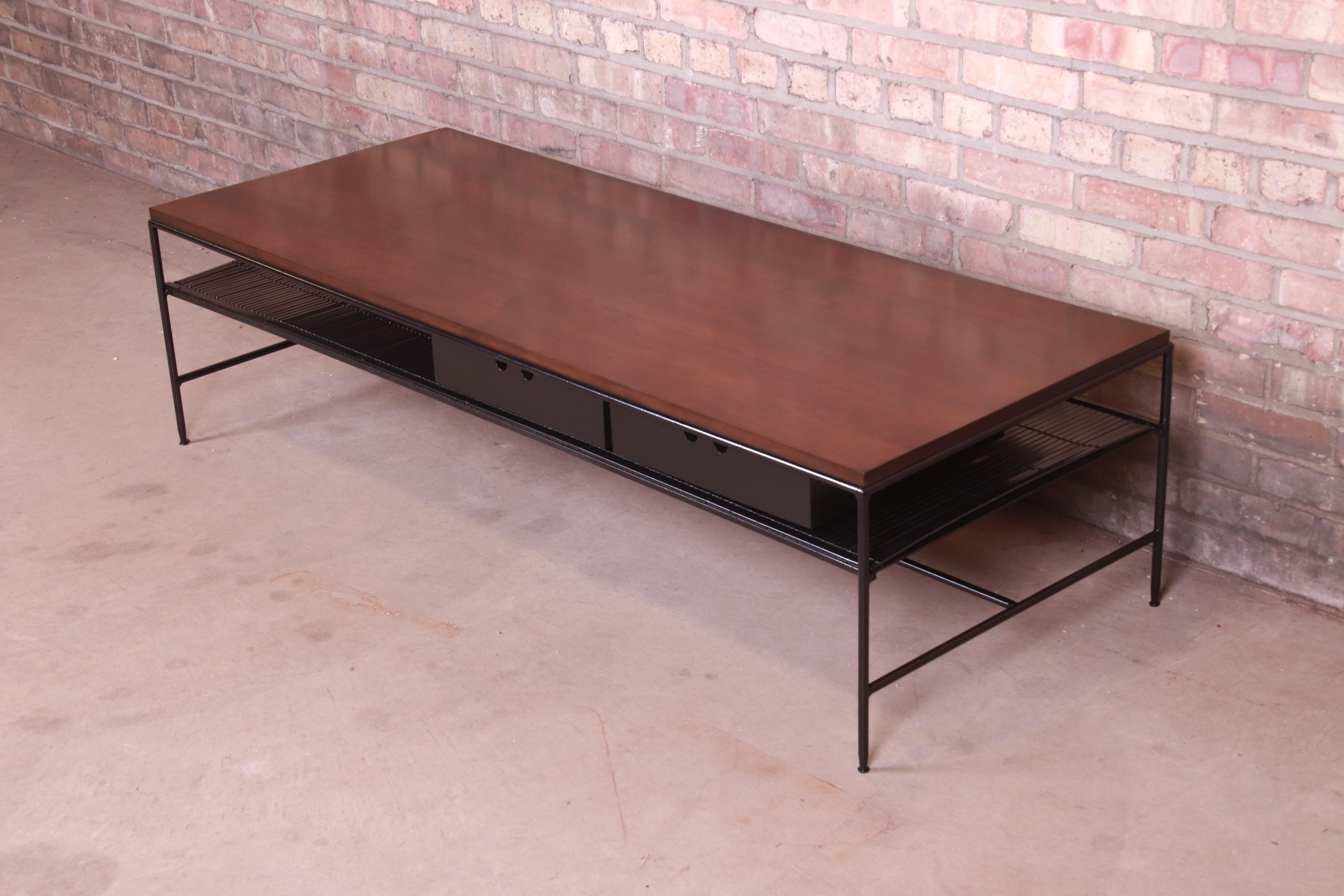 American Paul McCobb Planner Group Iron and Maple Coffee Table, Newly Refinished For Sale