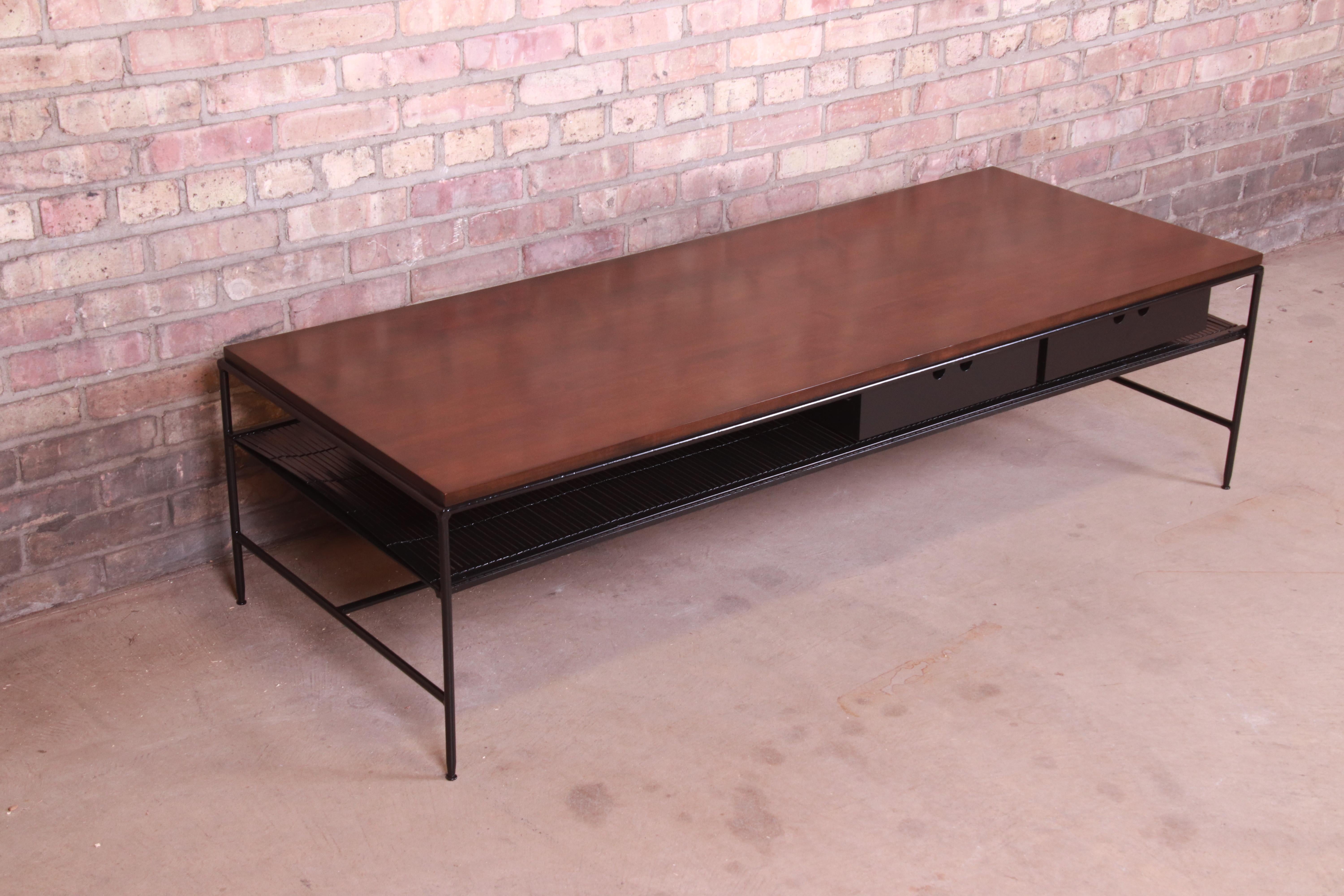 Mid-20th Century Paul McCobb Planner Group Iron and Maple Coffee Table, Newly Refinished For Sale