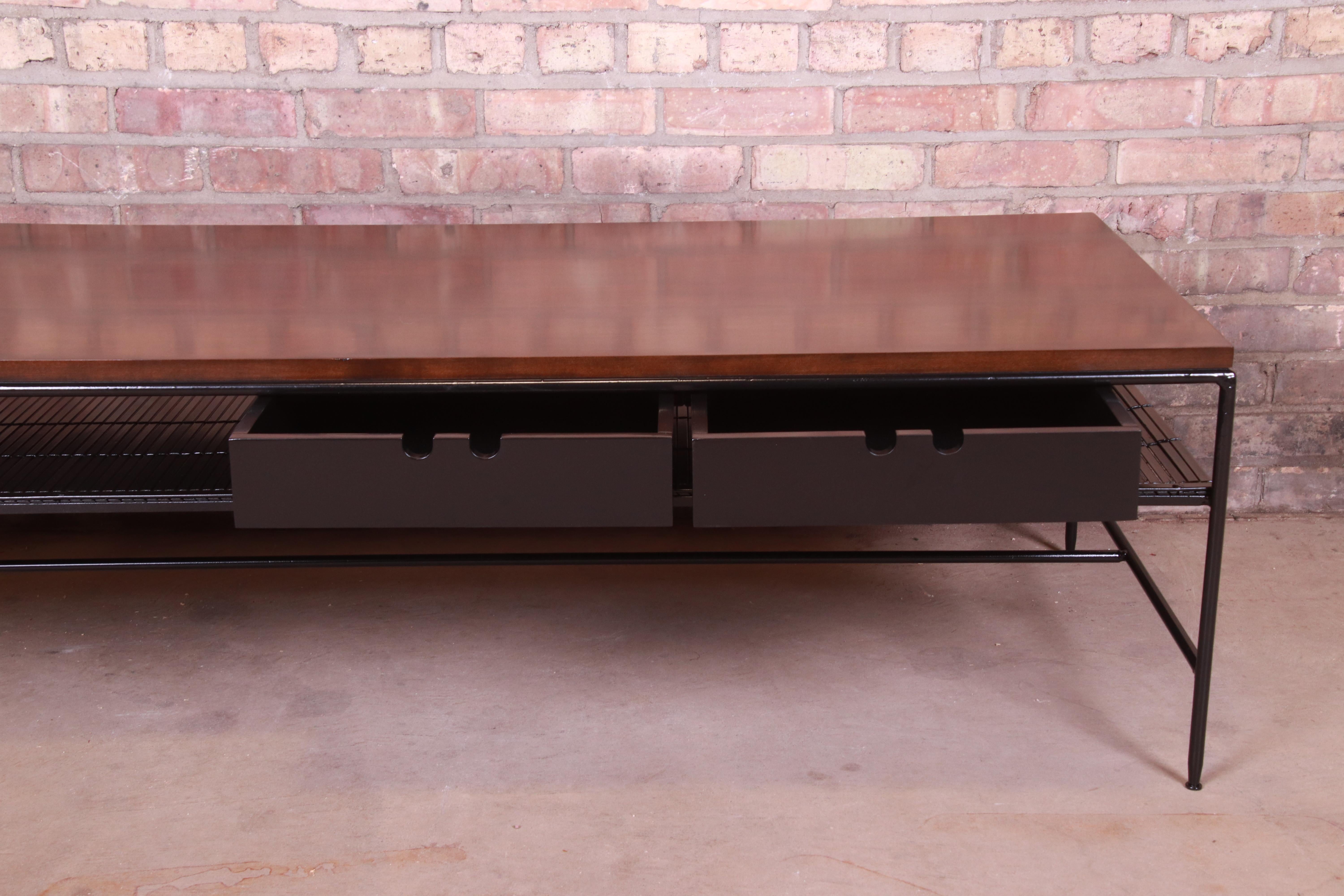 Paul McCobb Planner Group Iron and Maple Coffee Table, Newly Refinished For Sale 1
