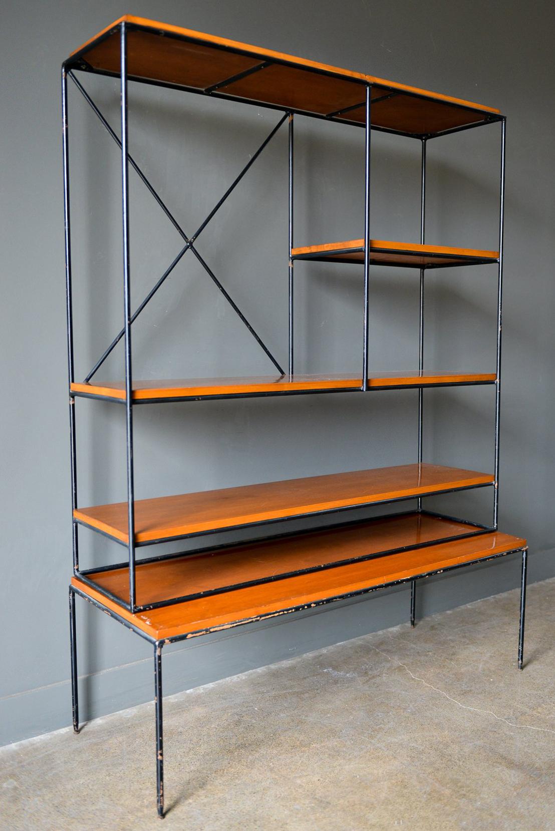 Mid-20th Century Paul McCobb Planner Group Iron and Maple Shelving Unit or Room Divider