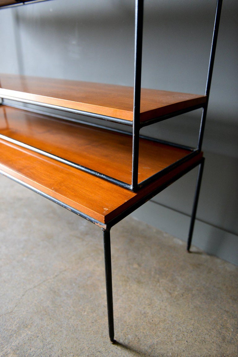 Paul McCobb Planner Group Iron and Maple Shelving Unit or Room Divider