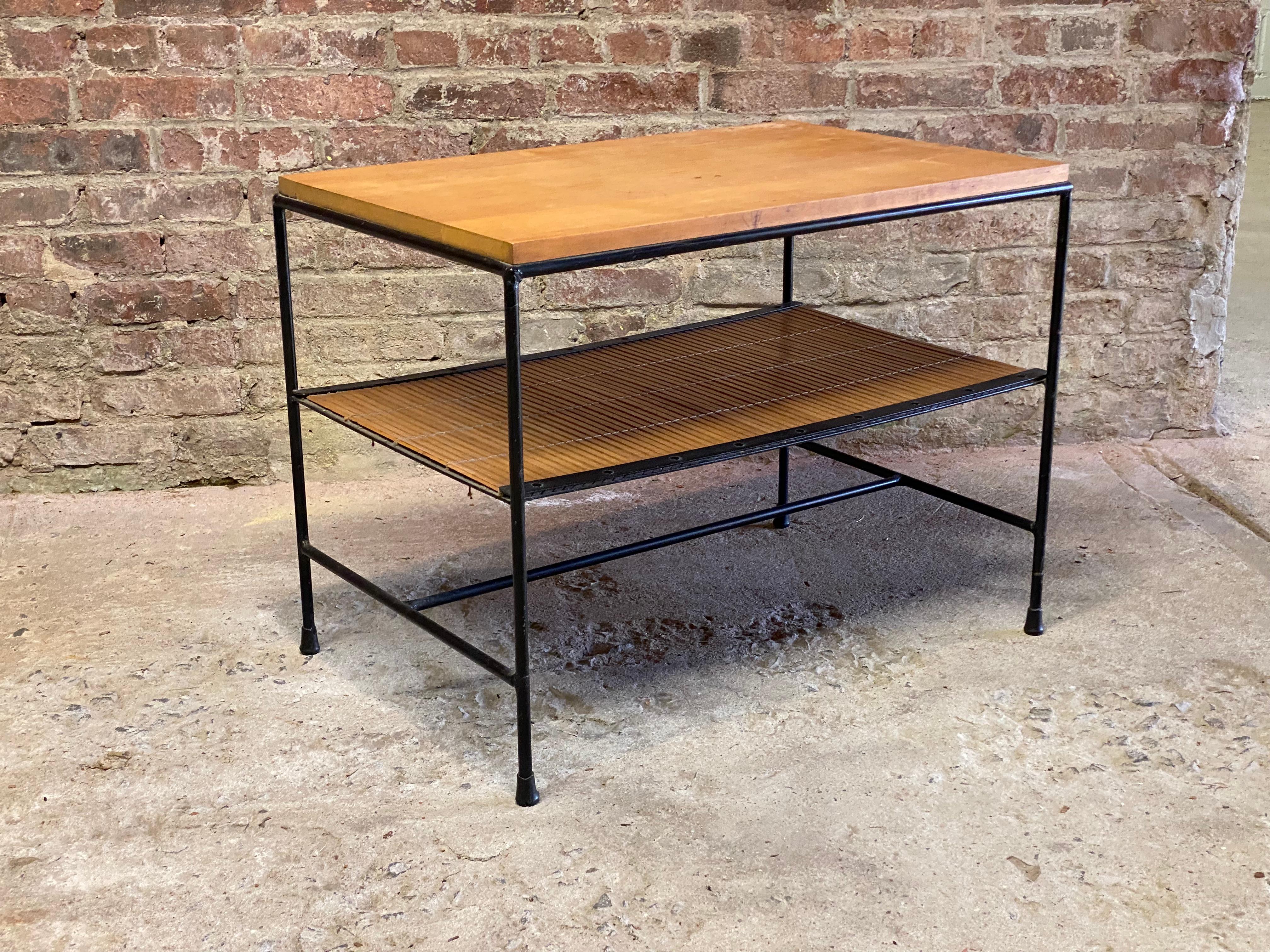 Mid-Century Modern Paul McCobb Planner Group Iron and Reed Side Table For Sale