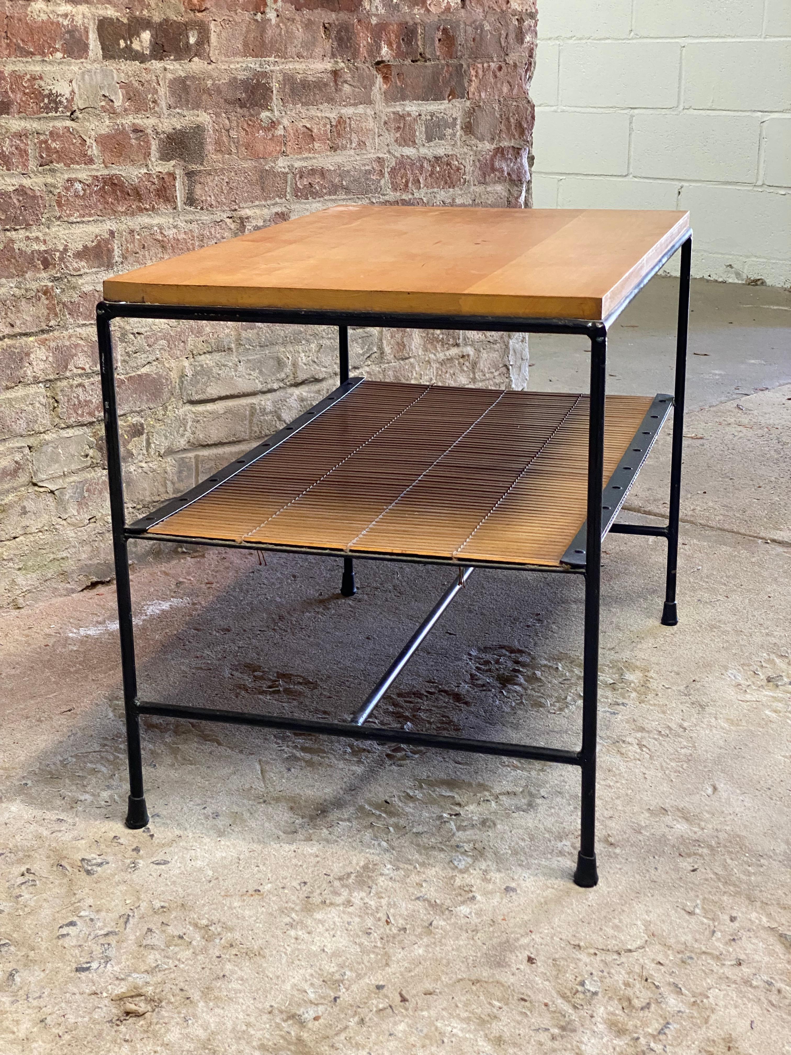 Paul McCobb Planner Group Iron and Reed Side Table In Good Condition For Sale In Garnerville, NY