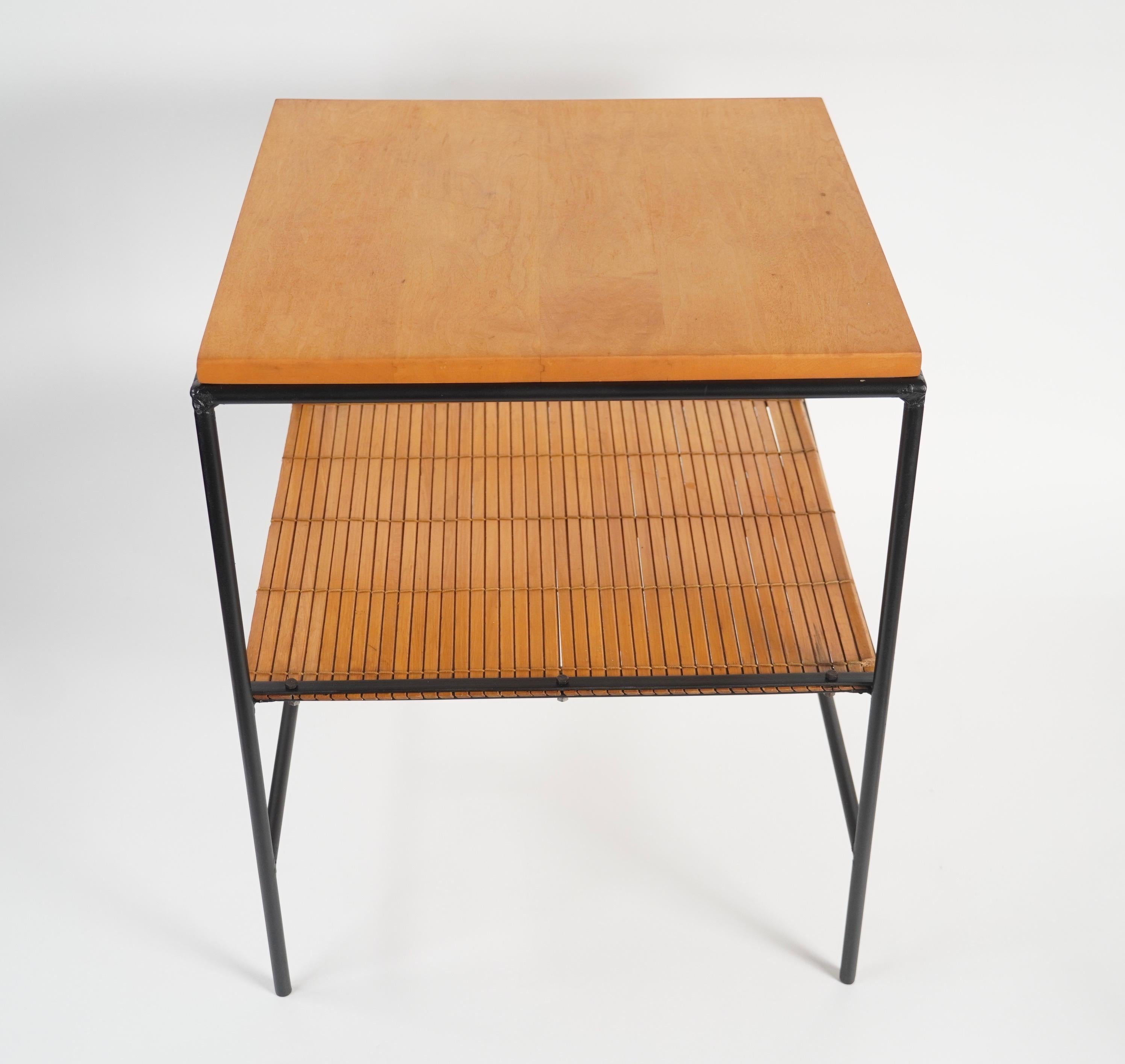 American Paul McCobb Planner Group, Iron, Bamboo and Maple Side Table