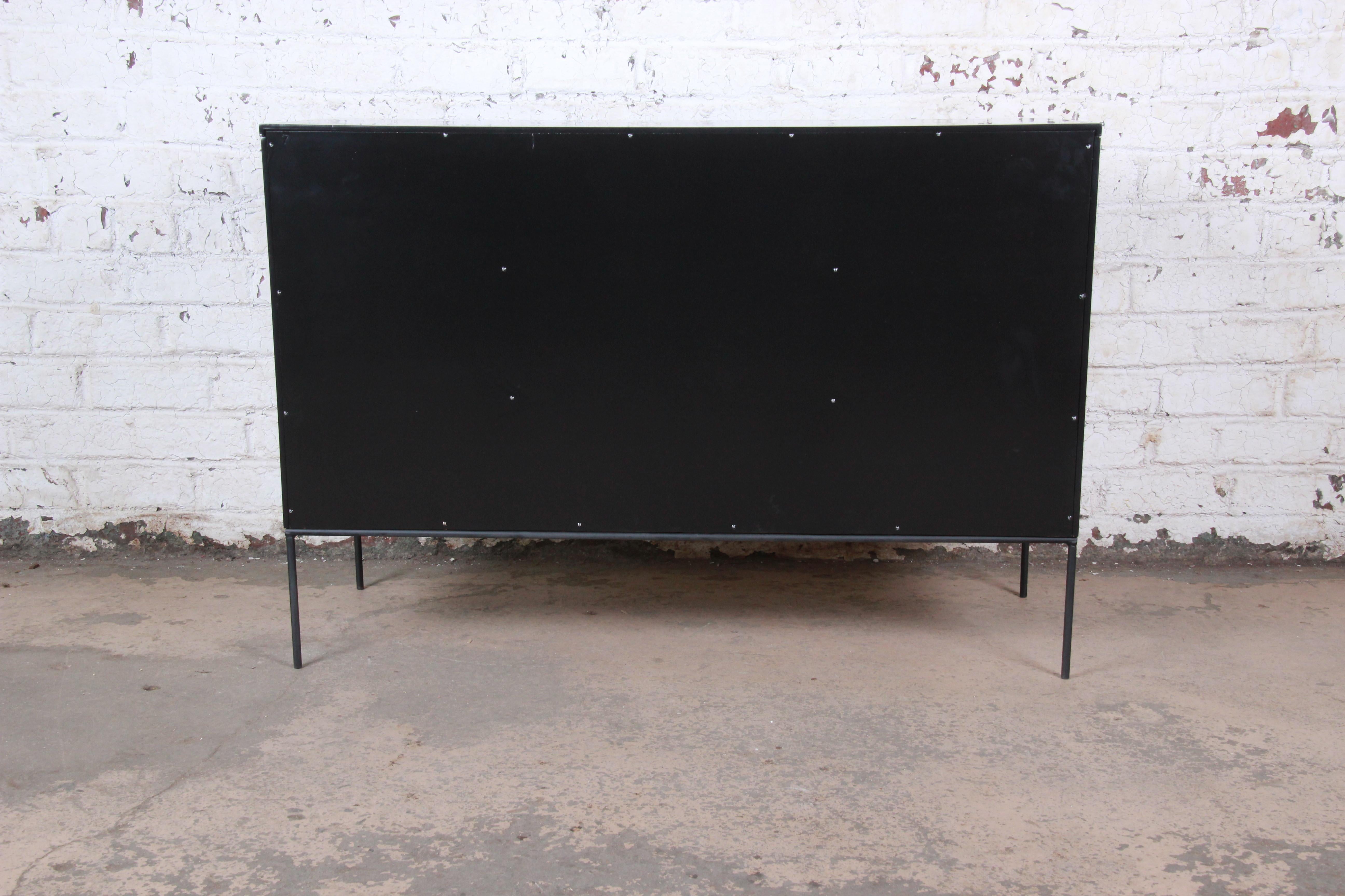 Paul McCobb Planner Group Iron Base Black Lacquered Dresser, Newly Restored 6