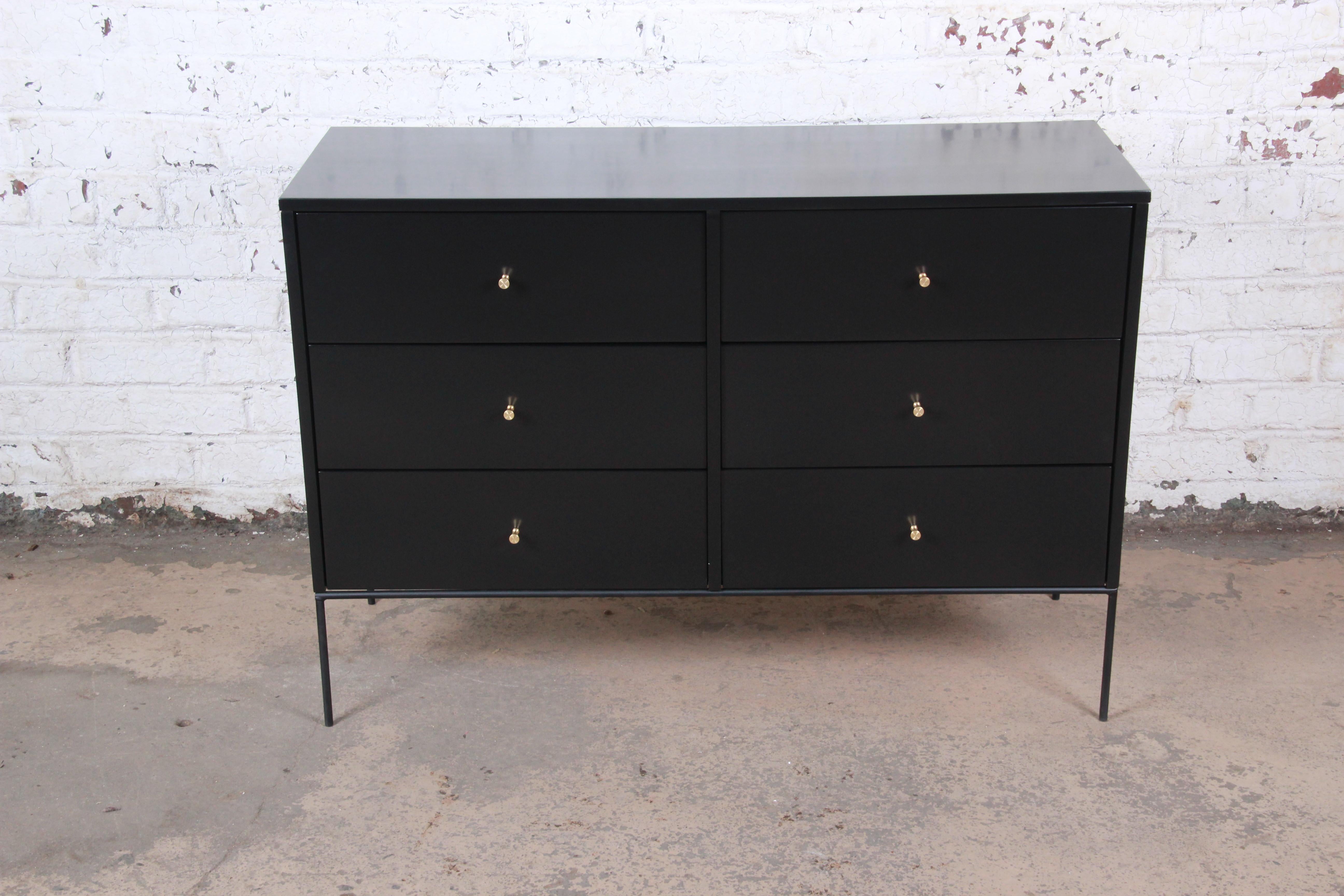 An exceptional Mid-Century Modern six-drawer iron base dresser or credenza

Designed by Paul McCobb for Winchendon Furniture 